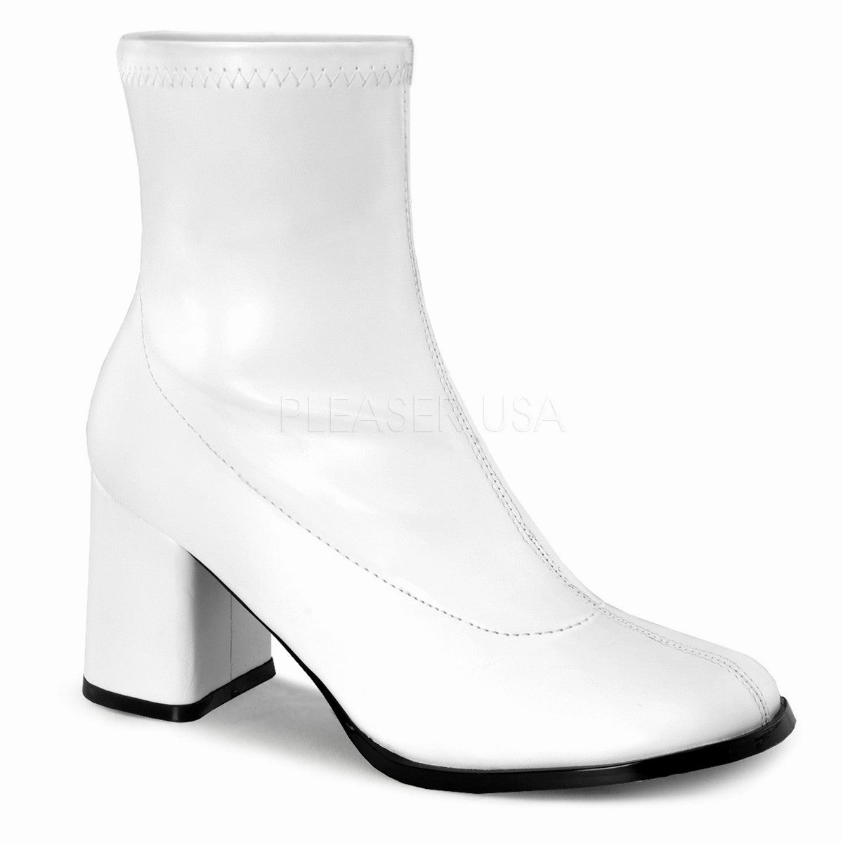 3" Heel GOGO-150 White Pu Full Grain Leather Work Boots