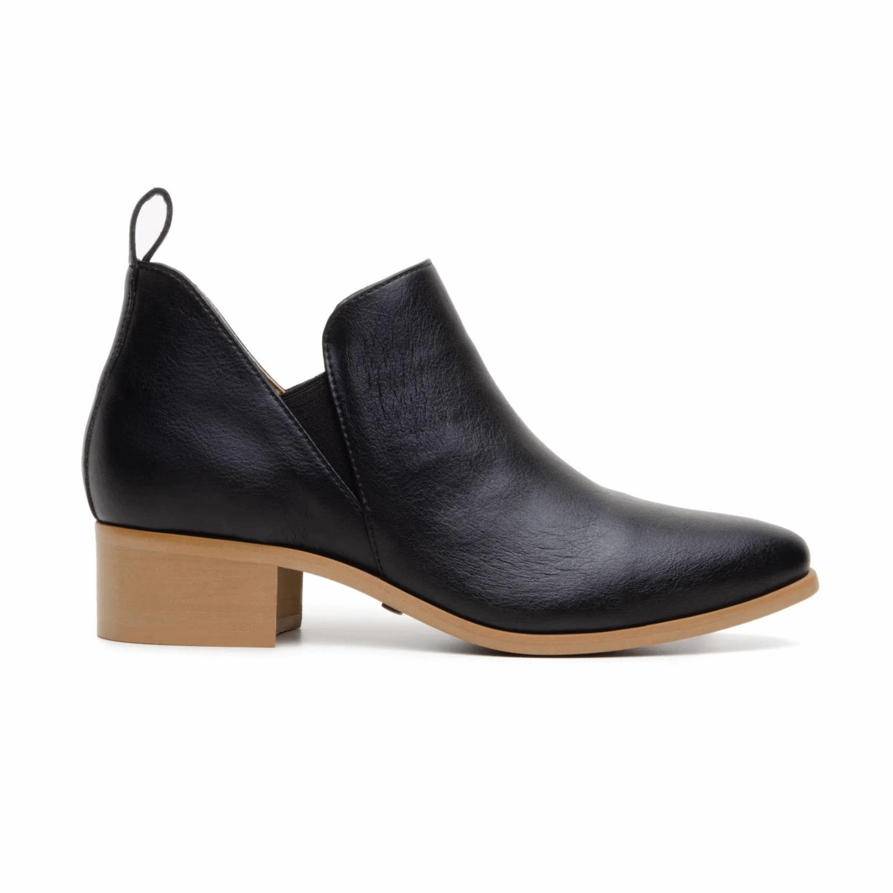 'Frankie' vegan leather pull-on bootie by Zette Shoes - black Gold Cup Exeter Chelsea Boots