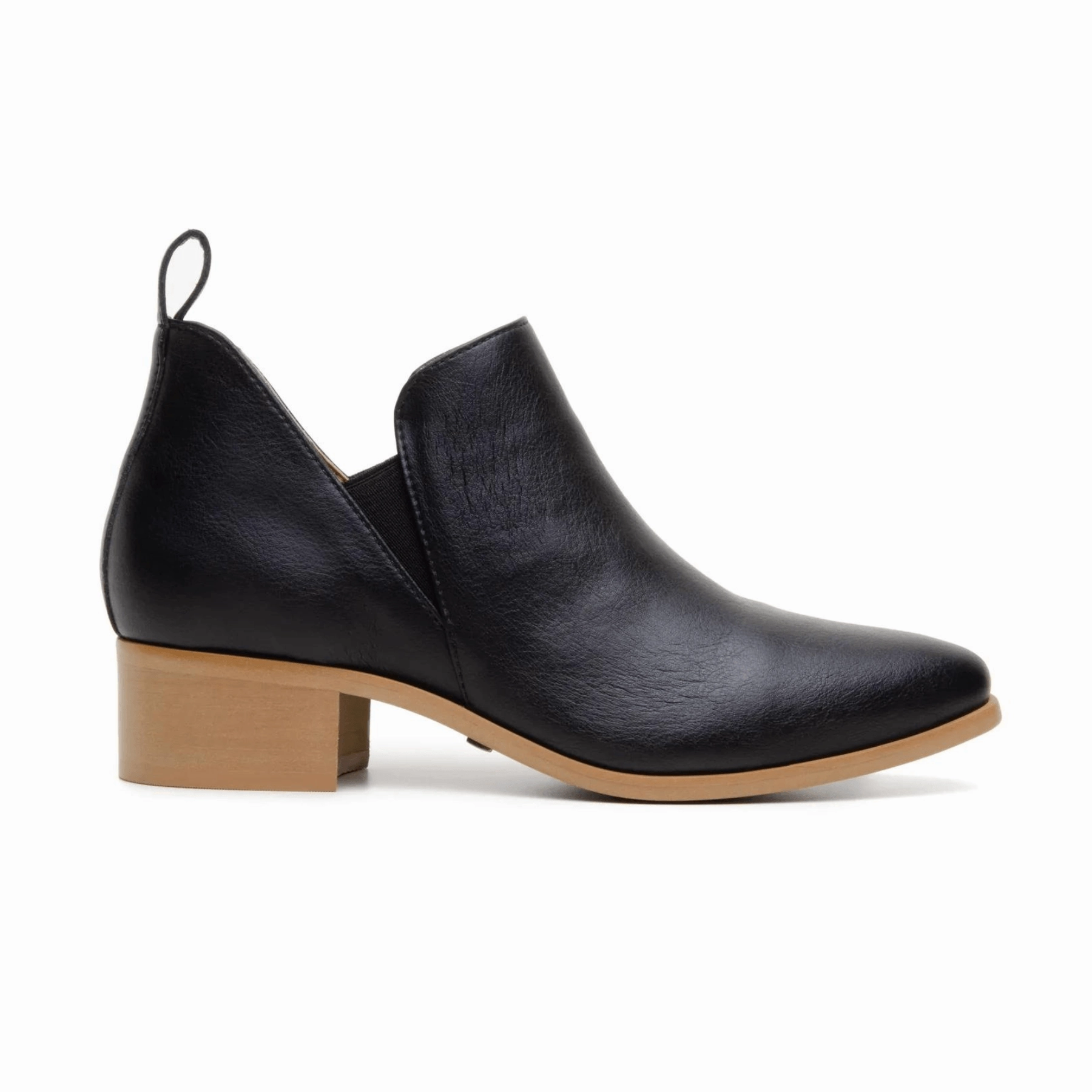 'Frankie' vegan leather pull-on bootie by Zette Shoes - black Chelsea Boots Goodyear