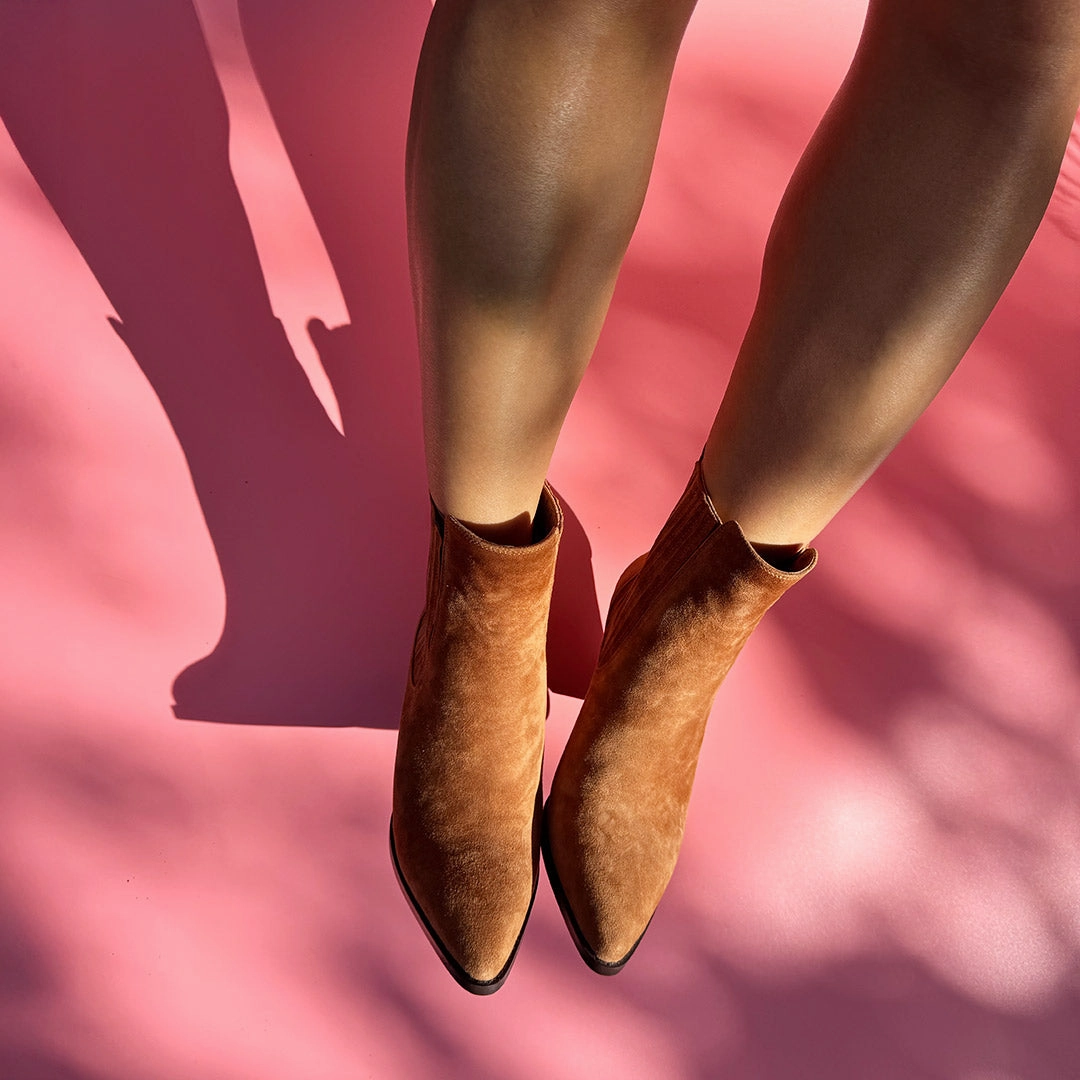 Mid Heel Leather Ankle Boots *JENNY BROWN - suede cowboy boots