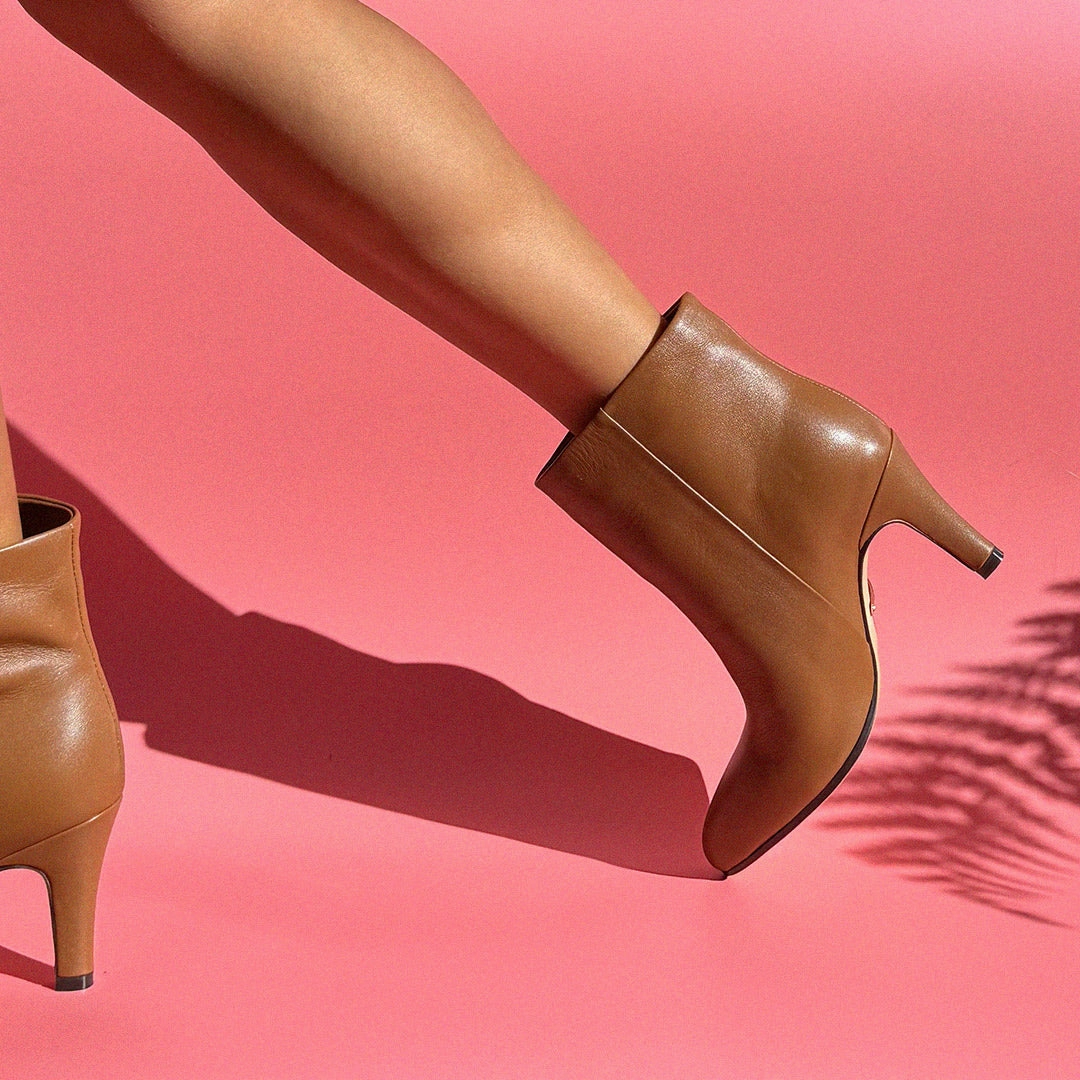 *TANYA - brown leather ankle boots Vegan Ankle Boots Uk