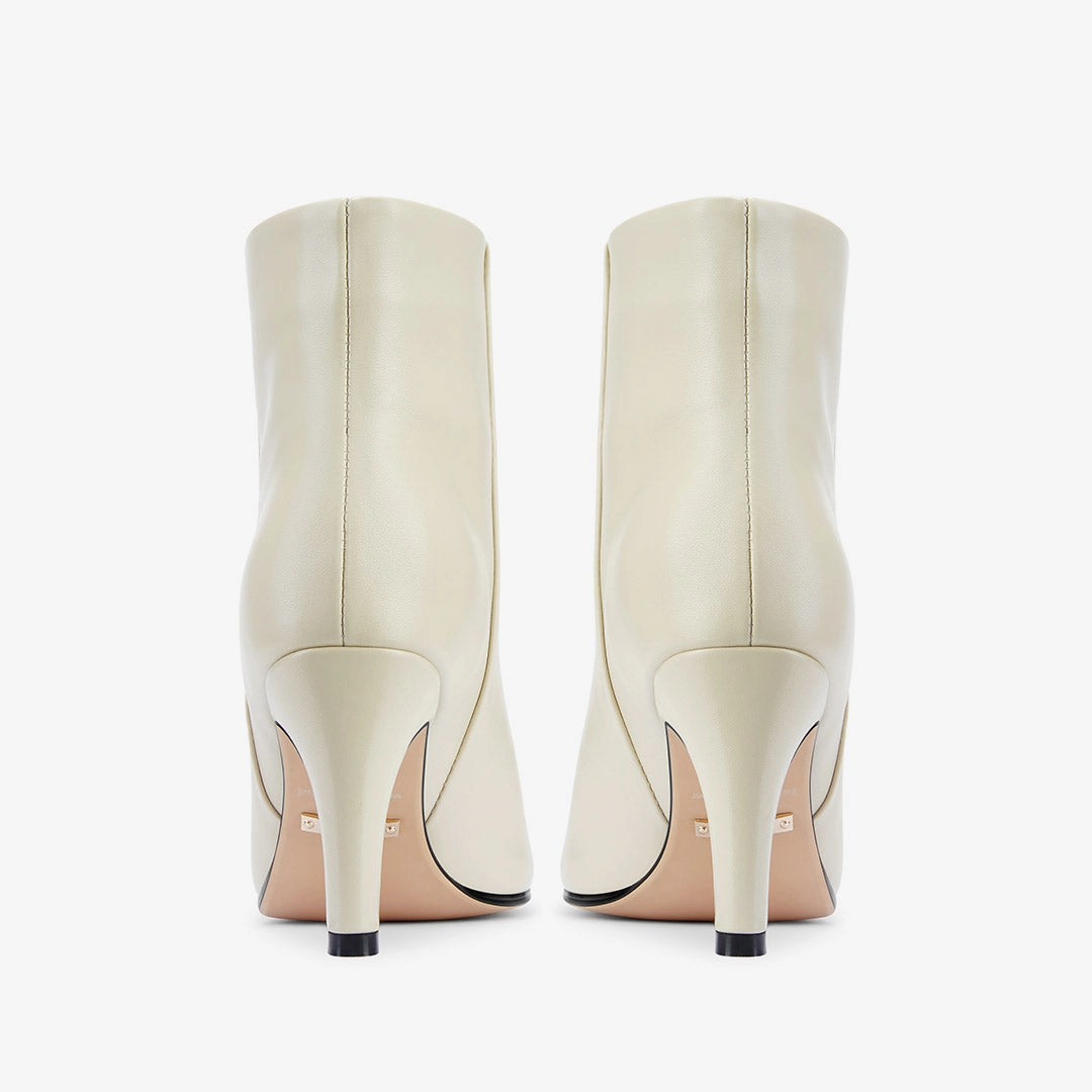 Heeled Ankle Boots With Dress *TANYA - ivory leather ankle boots