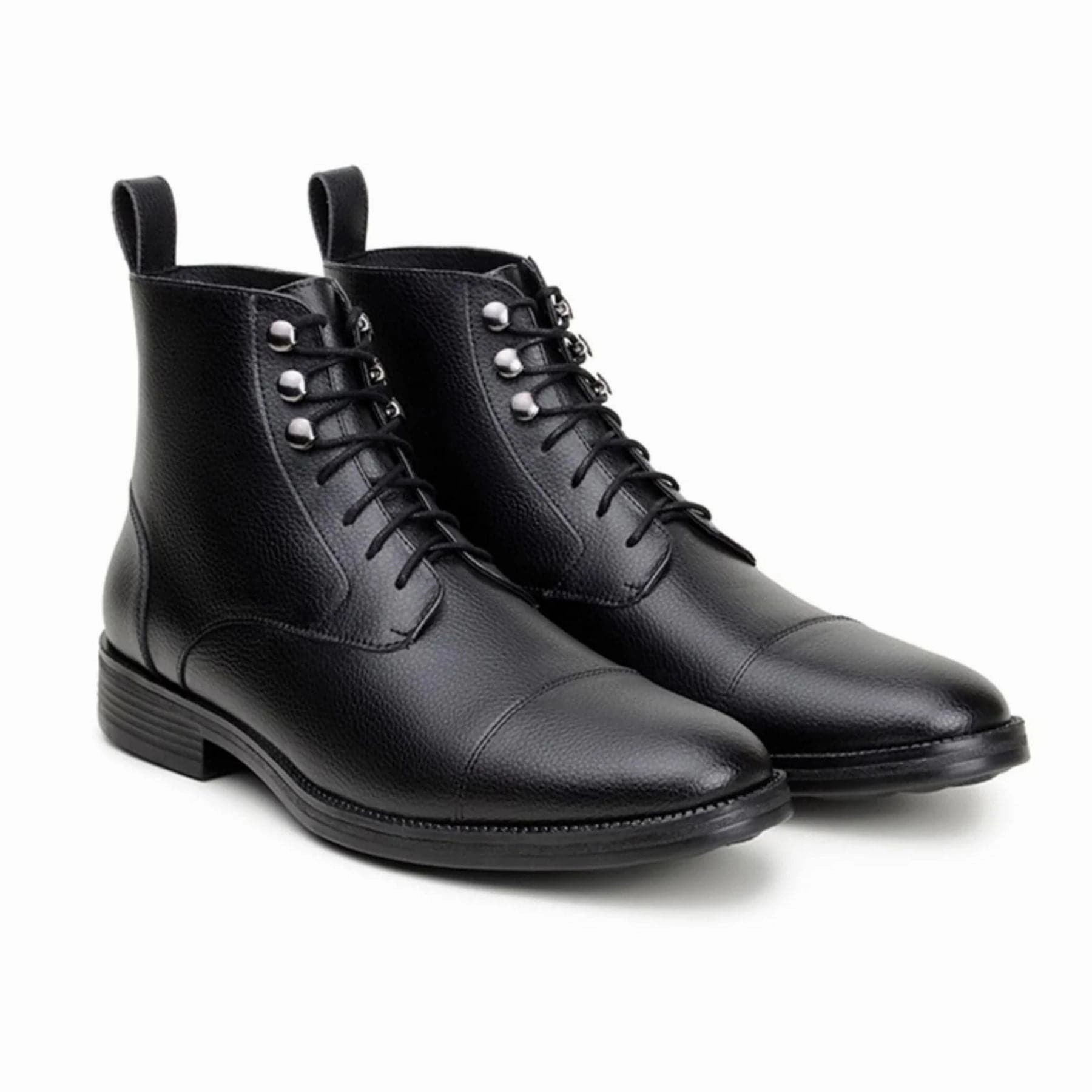 Refined Slim Fit Gloss Chelsea Boots 'Vellerti' classic vegan leather lace-up boot by Vincente Verde -  black