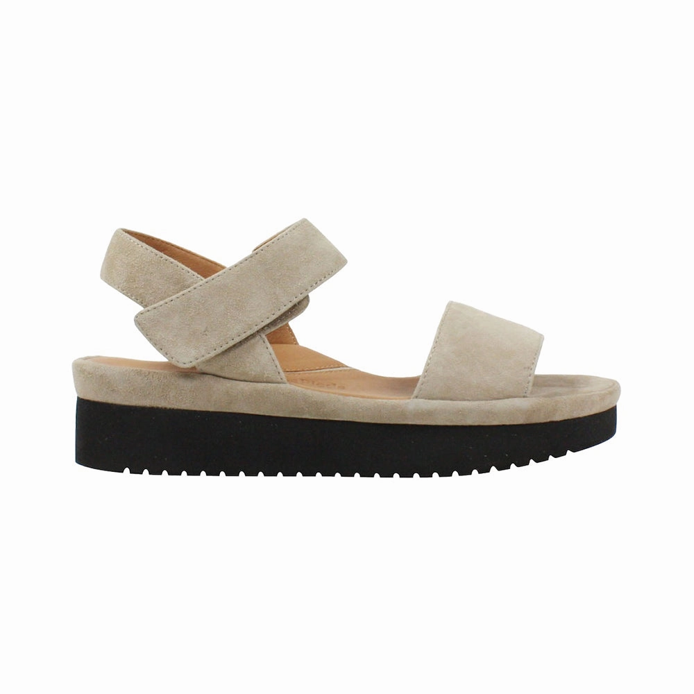 Abrilla Sandal - Taupe Kid Suede Fergalicious Sandals