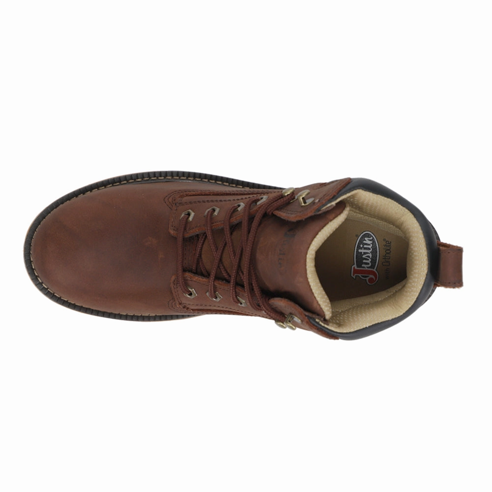 Full Leather Work Boots Resistor 6 Inch Waterproof Lace Up Work Boots