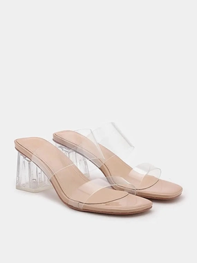 Trampling High Heel Alexandra Neutral Clear Strap Heels