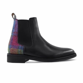 Knockoff Chelsea Boots Algeni - Men's Black Calf Leather and Harris Tweed Chelsea Boot