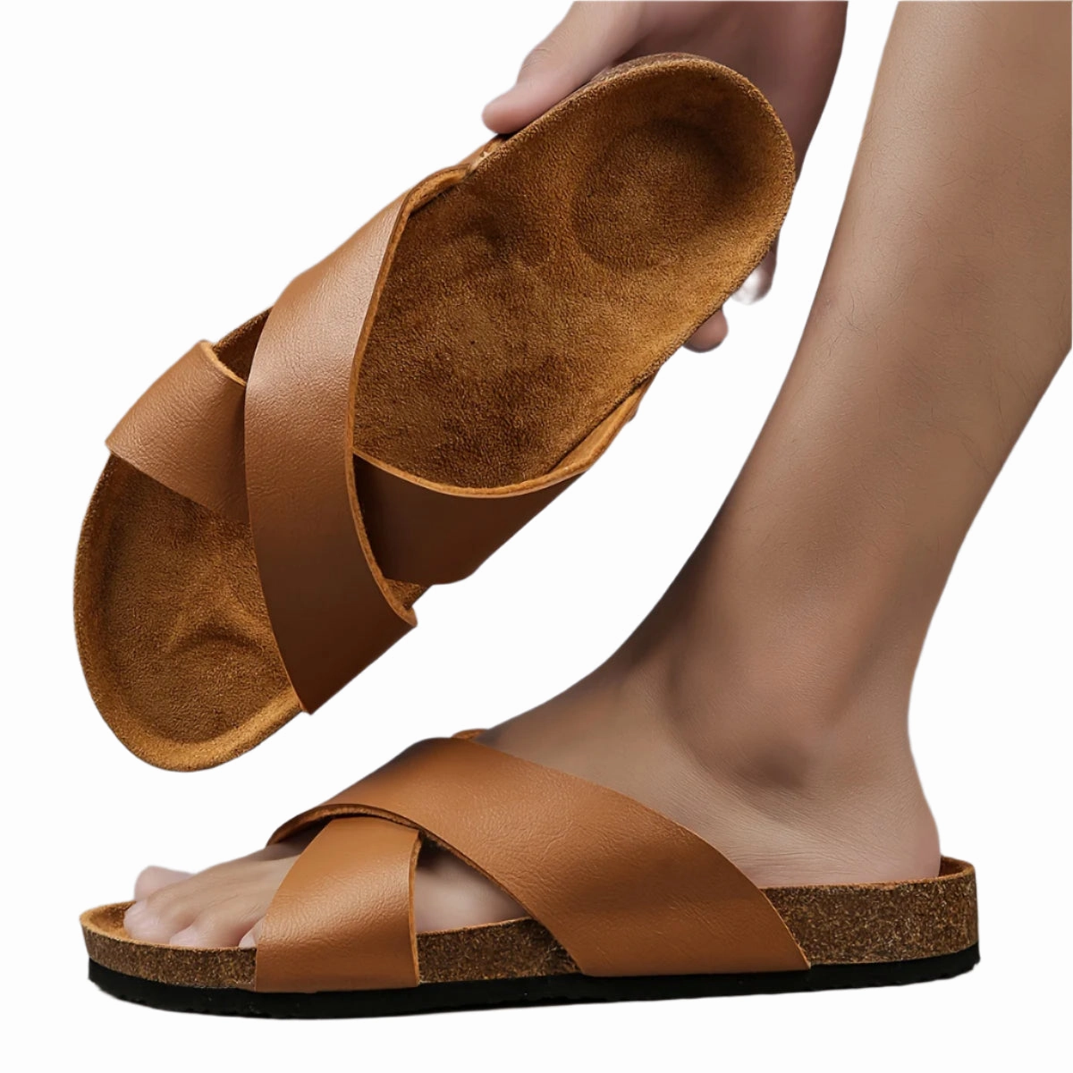 Slippers For Bunions All Season Unisex Comfy Cork Slides Cross Strap Slides