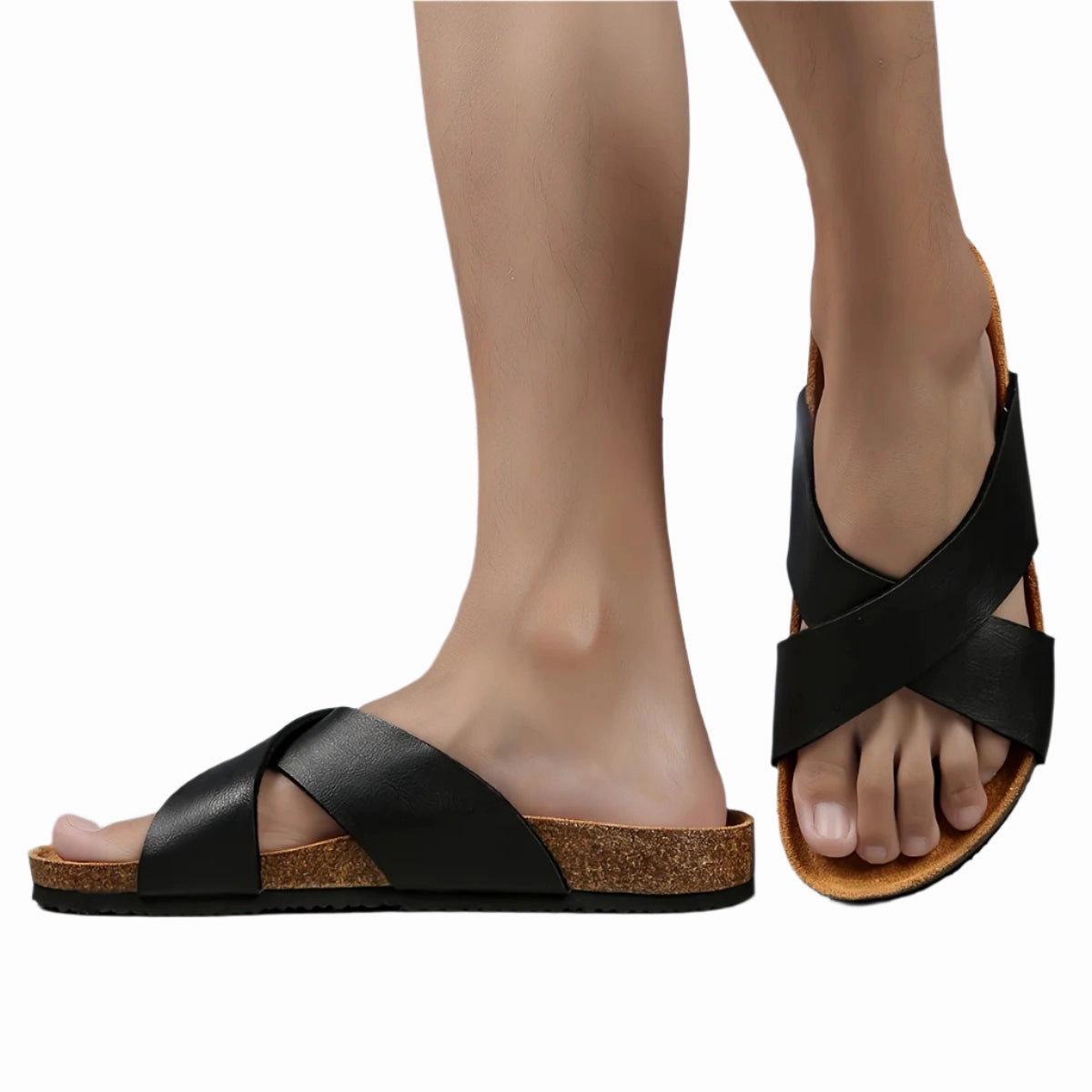 Slip Spirit Slippers All Season Unisex Comfy Cork Slides Cross Strap Slides