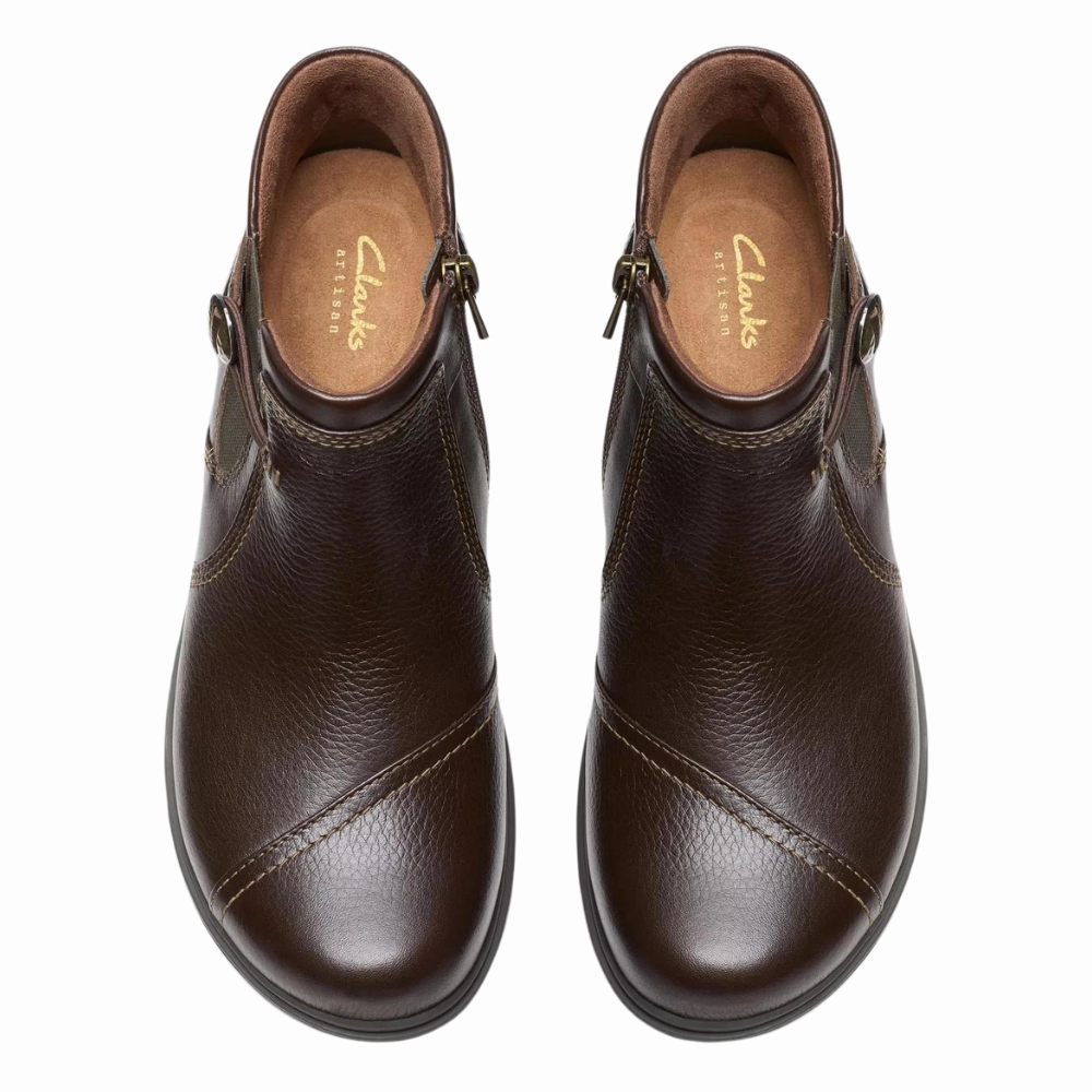 Clarks Certina Joy Dark Brown Leather Boot (Women's) Ymc Chelsea Boots