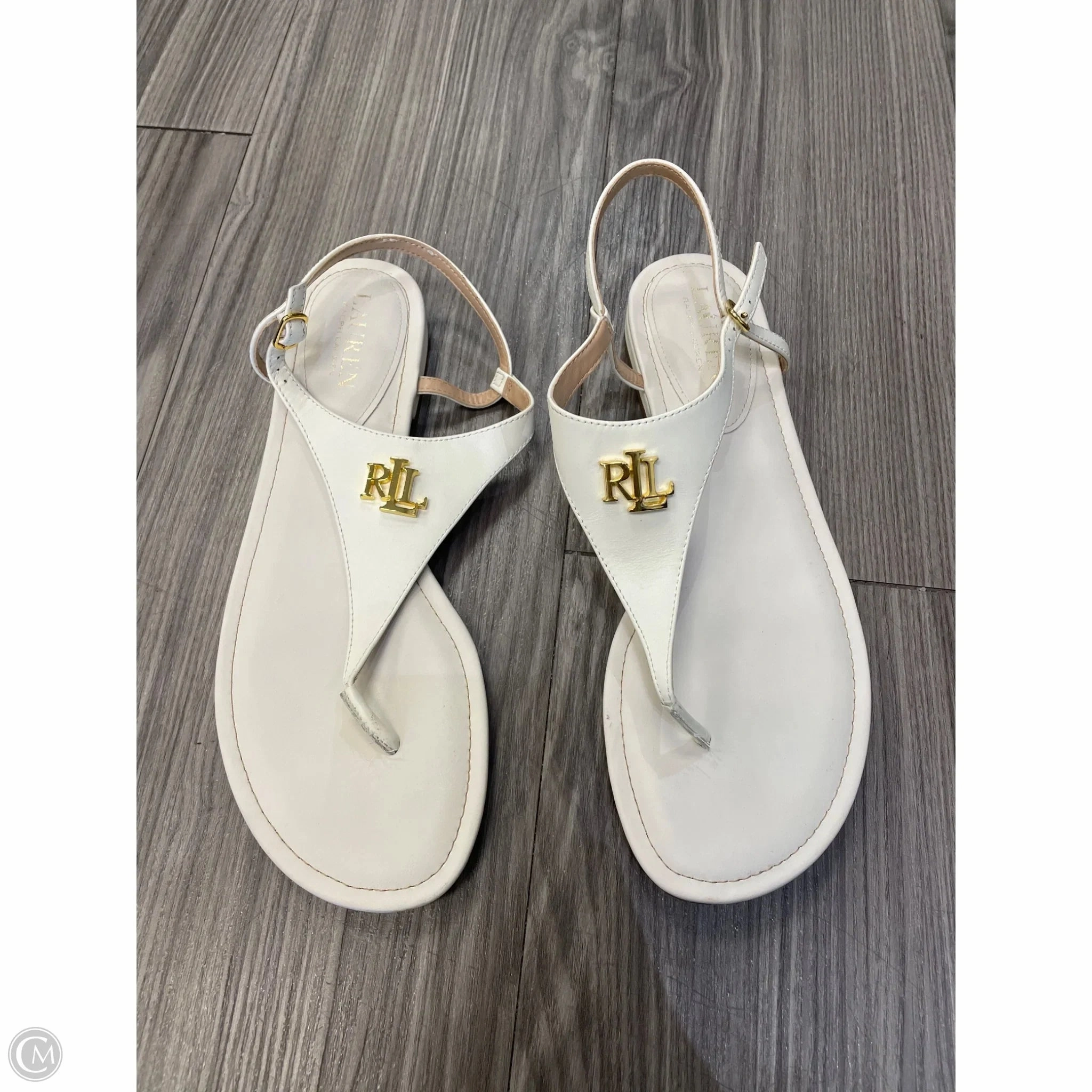 Sandals Flip Flops By Ralph Lauren In Cream, Size: 9 Flip Flops With Gemstones
