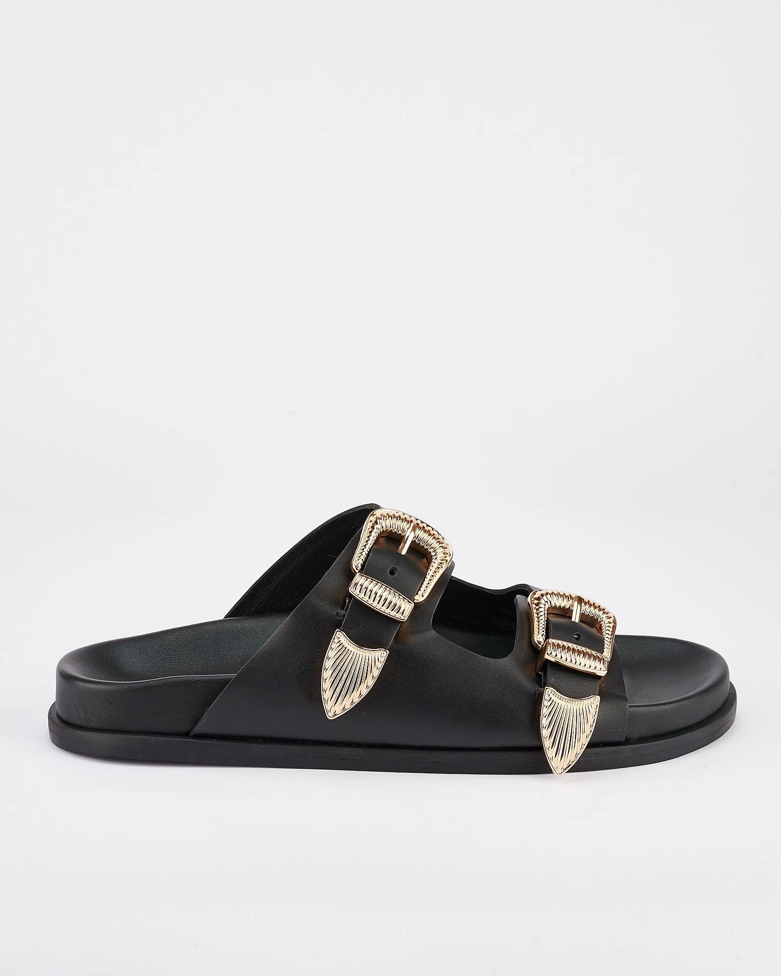 Top Drawer Slippers Amalfi Foobed Black/Gold