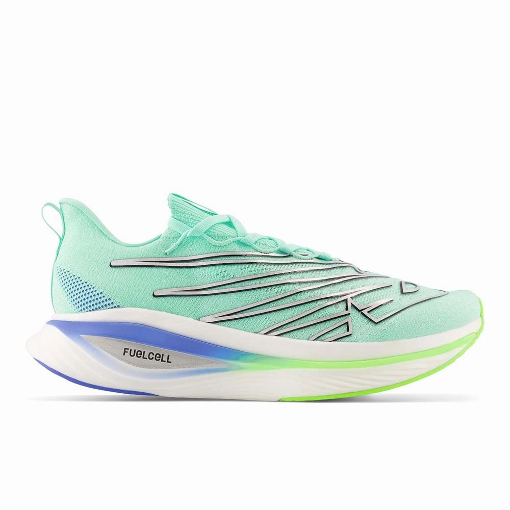 Womens New Balance Metal Cleats Men's New Balance FuelCell SuperComp Elite V3, Bright Mint/Pixel Green, 9 D Medium