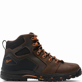 DANNER MENS VICIOUS SOFT TOE 4.5"  - BROWN / ORANGE Velcro Work Boots
