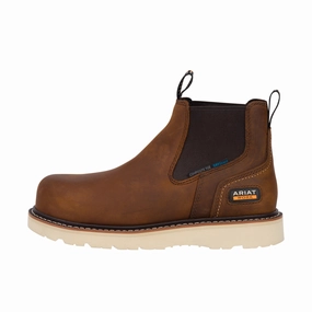 Chelsea Boots During Summer Ariat Rebar Wedge Chelsea H2O Composite Toe Distressed Brown