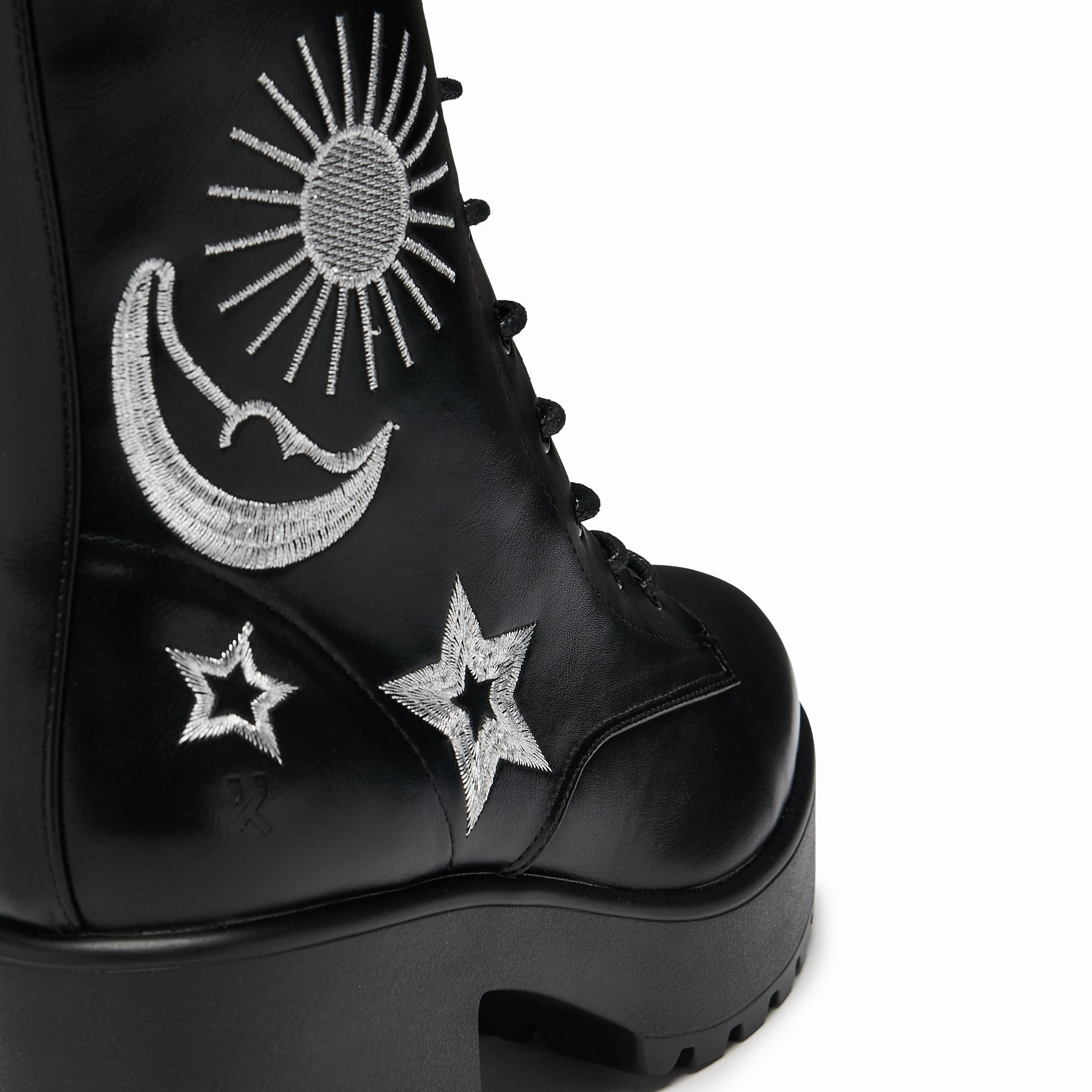 Astro Silver Star & Moon Chunky Boots Cute Mary Jane Shoes For Sale