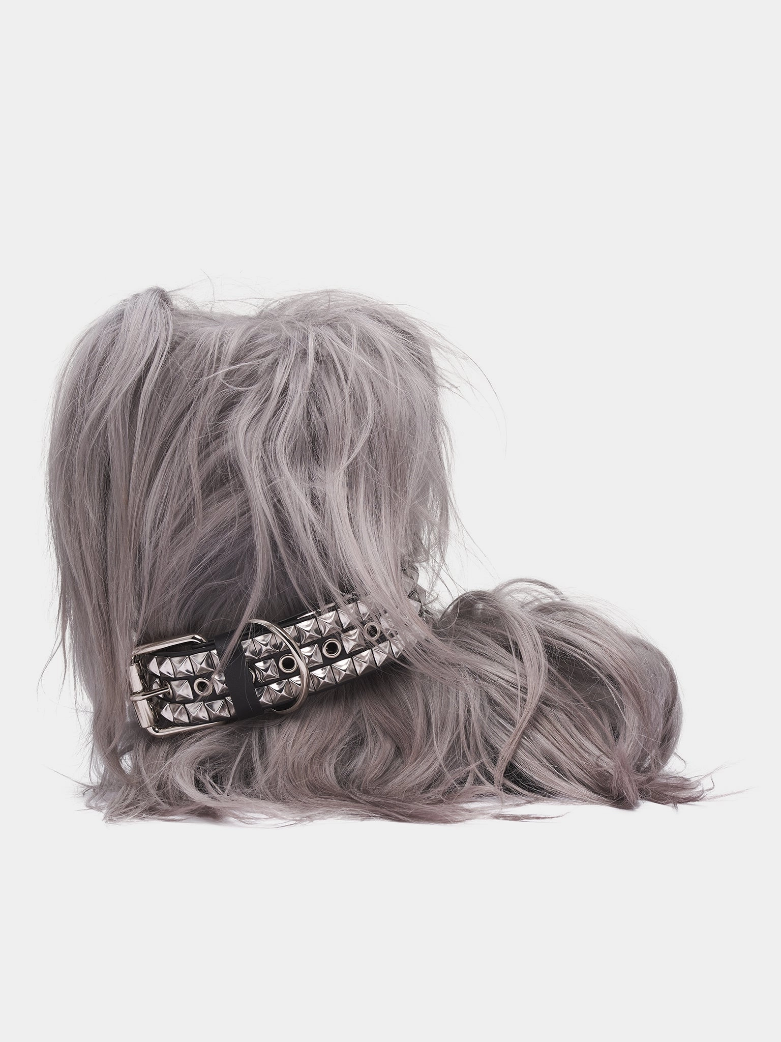 Grey Goat Fur Play Boots (PLAY-BOOTS-PEROXIDE) Chelsea Boots Attire