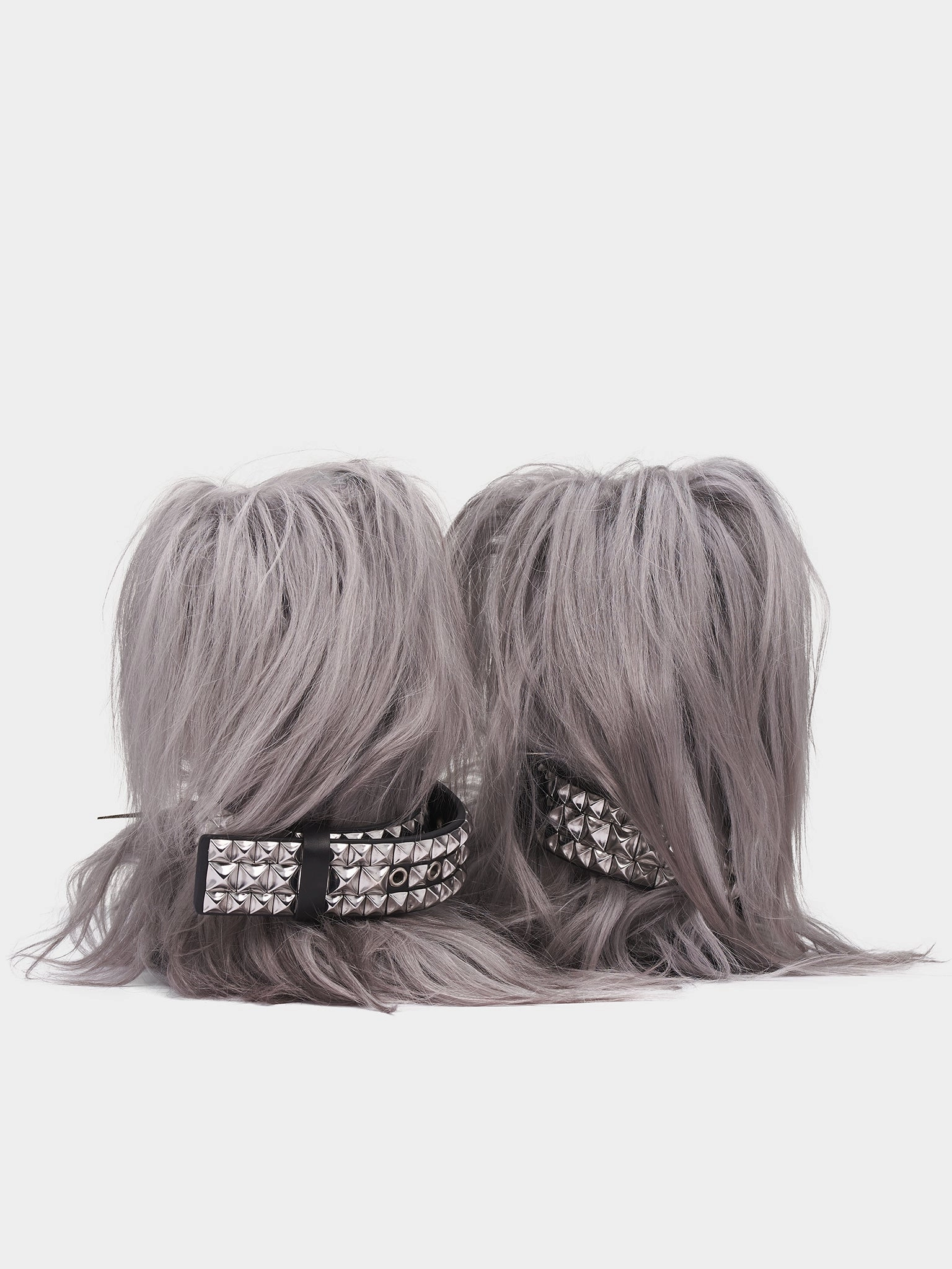 Grey Goat Fur Play Boots (PLAY-BOOTS-PEROXIDE) Chelsea Style Boots