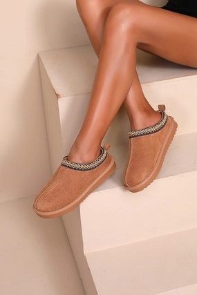 Zahra Camel Braid Detail Suedette Mules Best Walking Shoes For Overpronation And Flat Feet