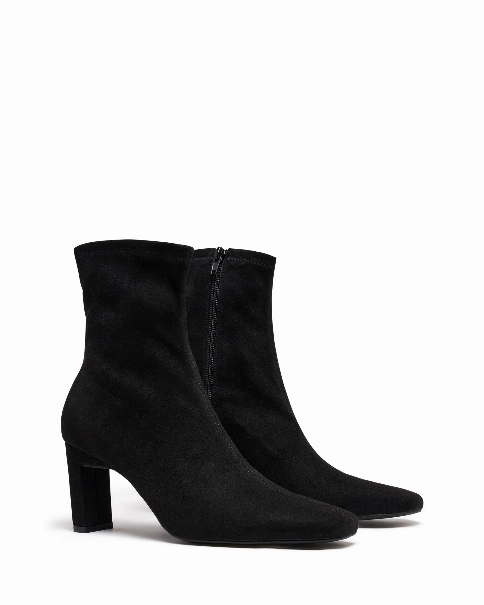Bette Ankle Boot Black Suede Lug-sole Leather Ankle Boots
