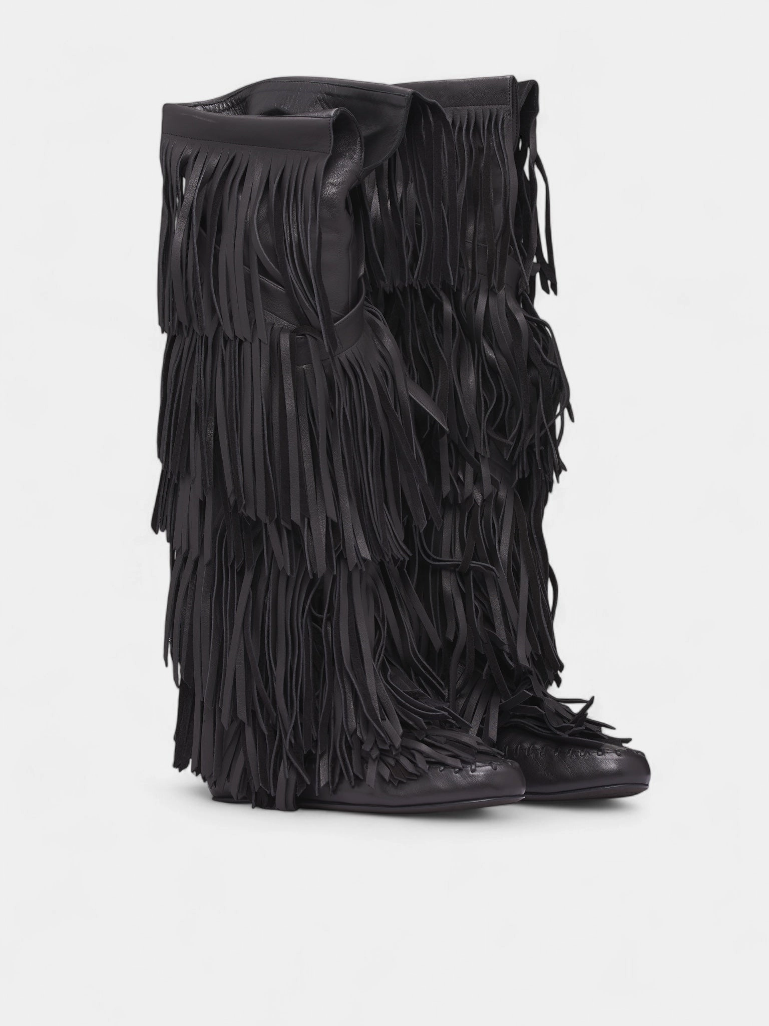 Suede Chelsea Boots With Dress Pants Black Aala Soft Fringe Boots (B0013364-LT170-BLACK)