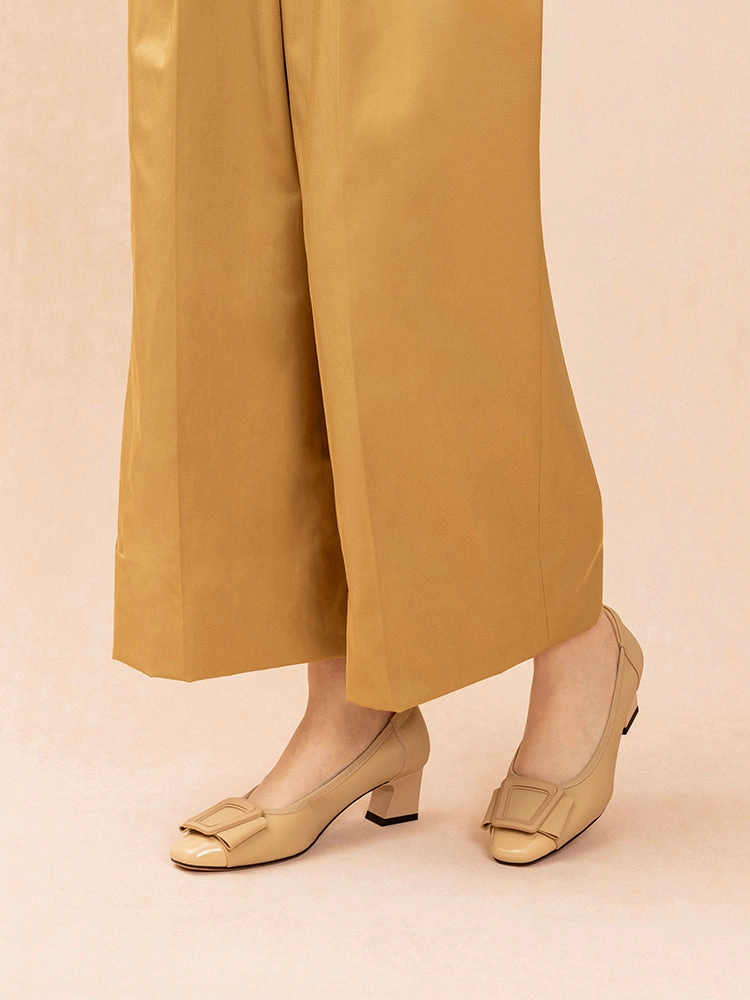 Penelope Elegant Buckle Block Heels Low High Heels