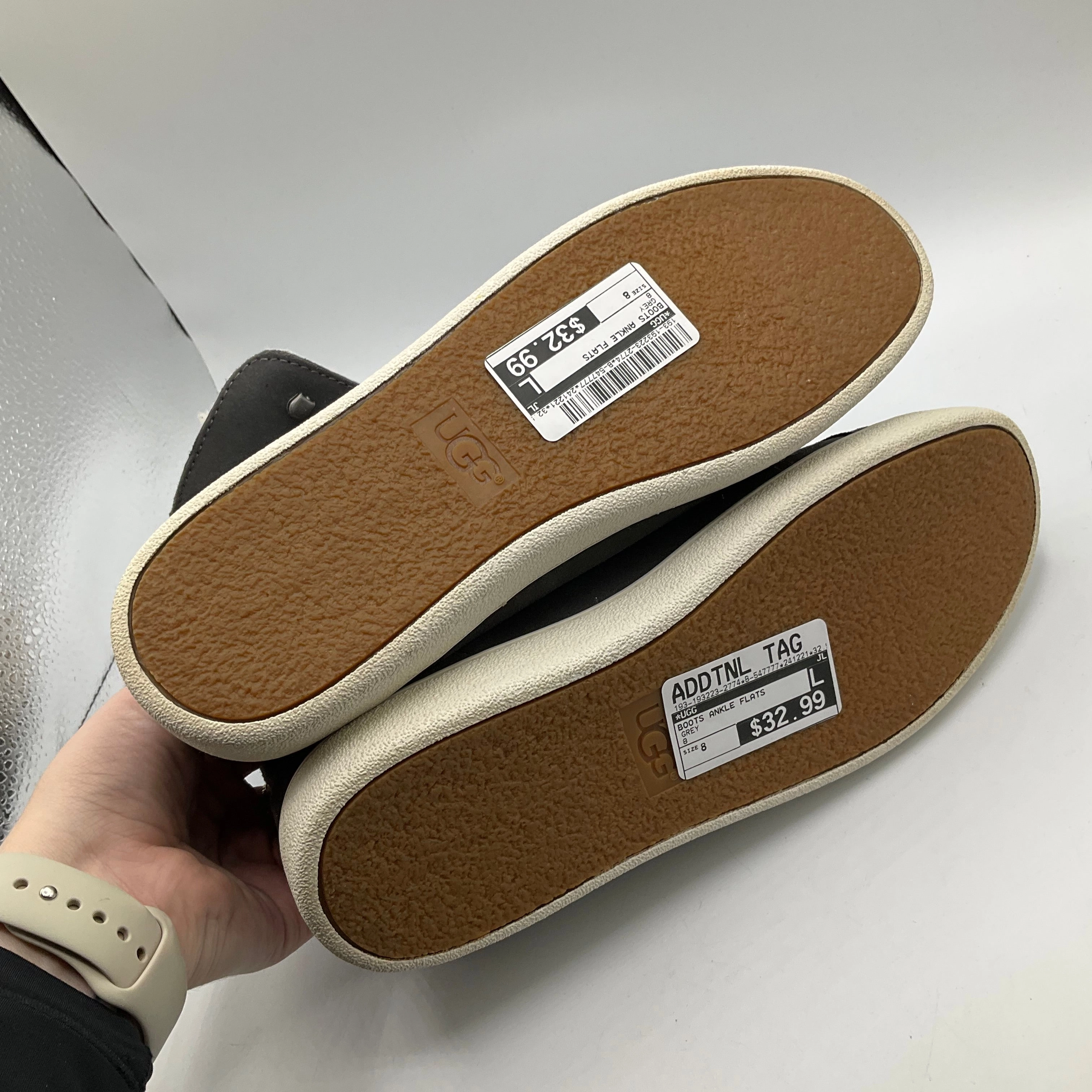 Collection Leather Lace-up Ankle Boots - Hearth Maye Boots Ankle Flats By Ugg In Grey, Size: 8