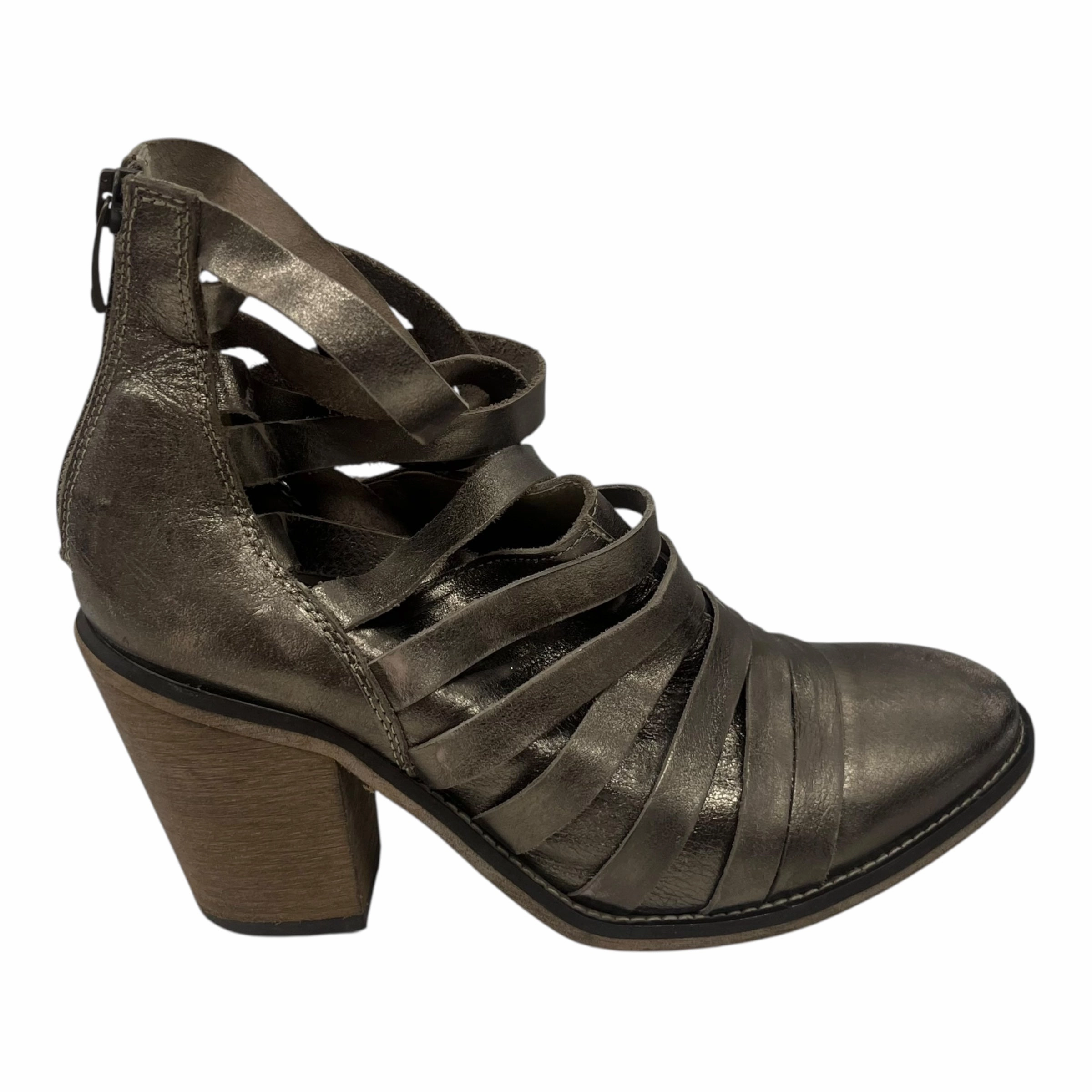 Ankle Boots With Fringe Low Heel Boots Ankle Heels By Free People In Tan, Size:7.5