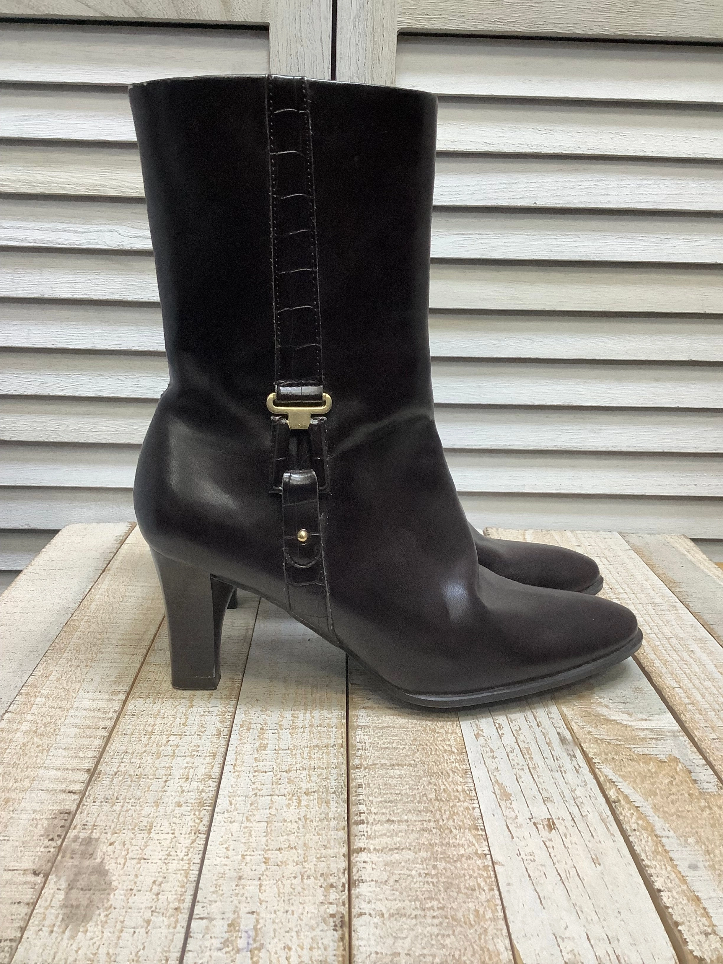 Boots Ankle Heels By George In Brown, Size: 7.5 Plantar Fasciitis Ankle Boots