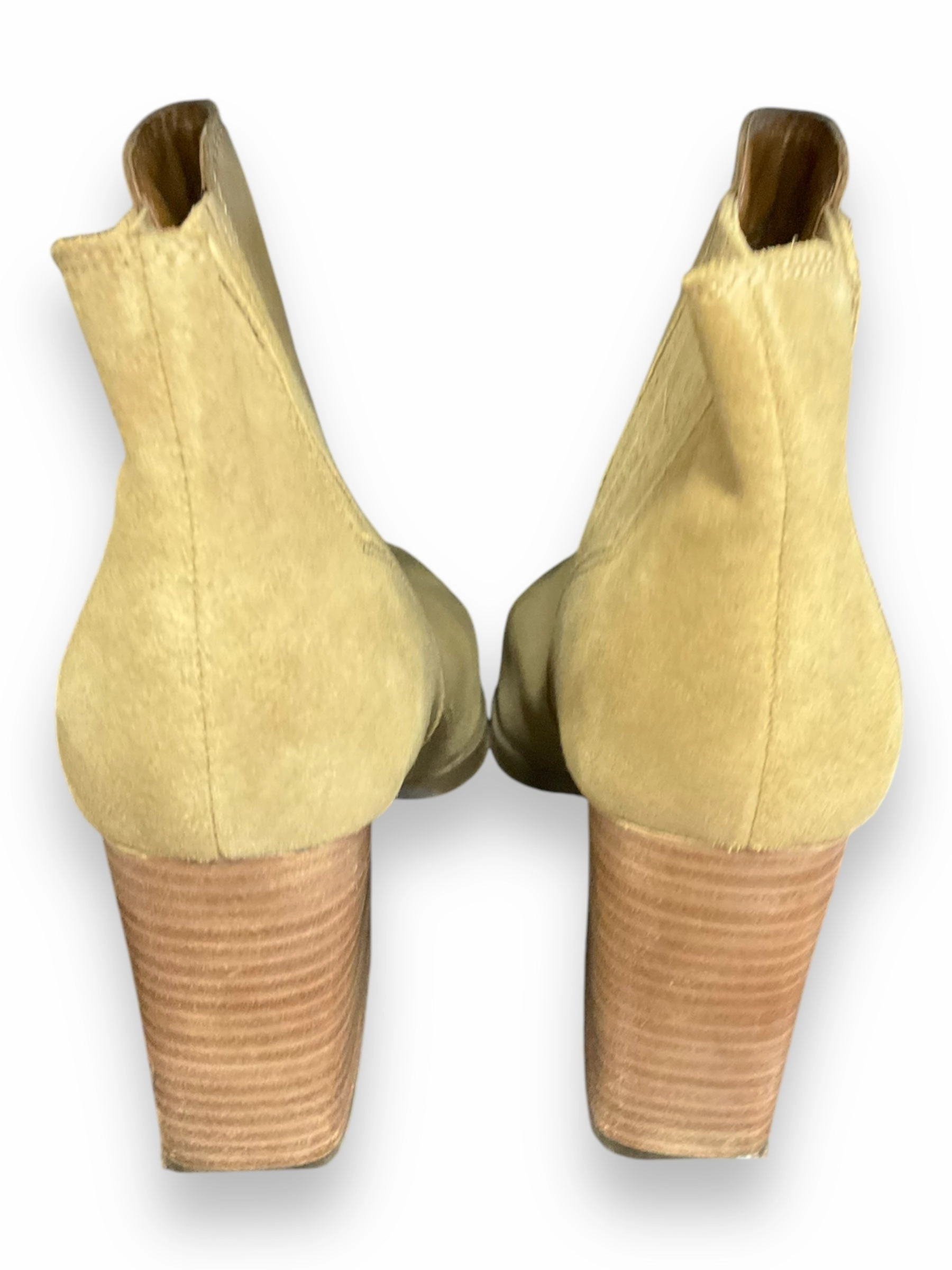 Suede Fur Lined Ankle Boots Boots Ankle Heels By Marc Fisher In Beige, Size: 9