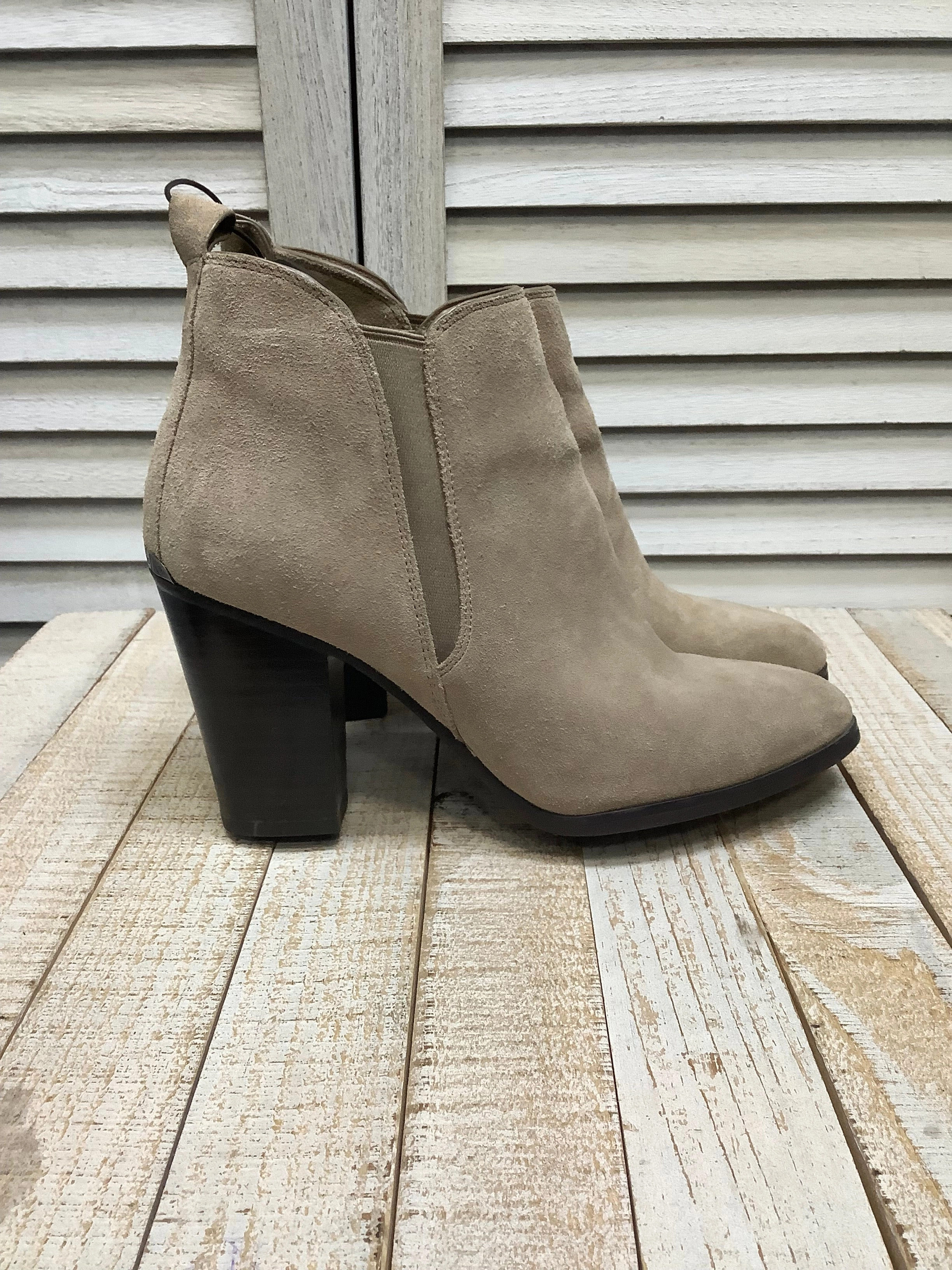 Heeled Buckle Ankle Boots Boots Ankle Heels designer By Michael Kors In Grey, Size: 8