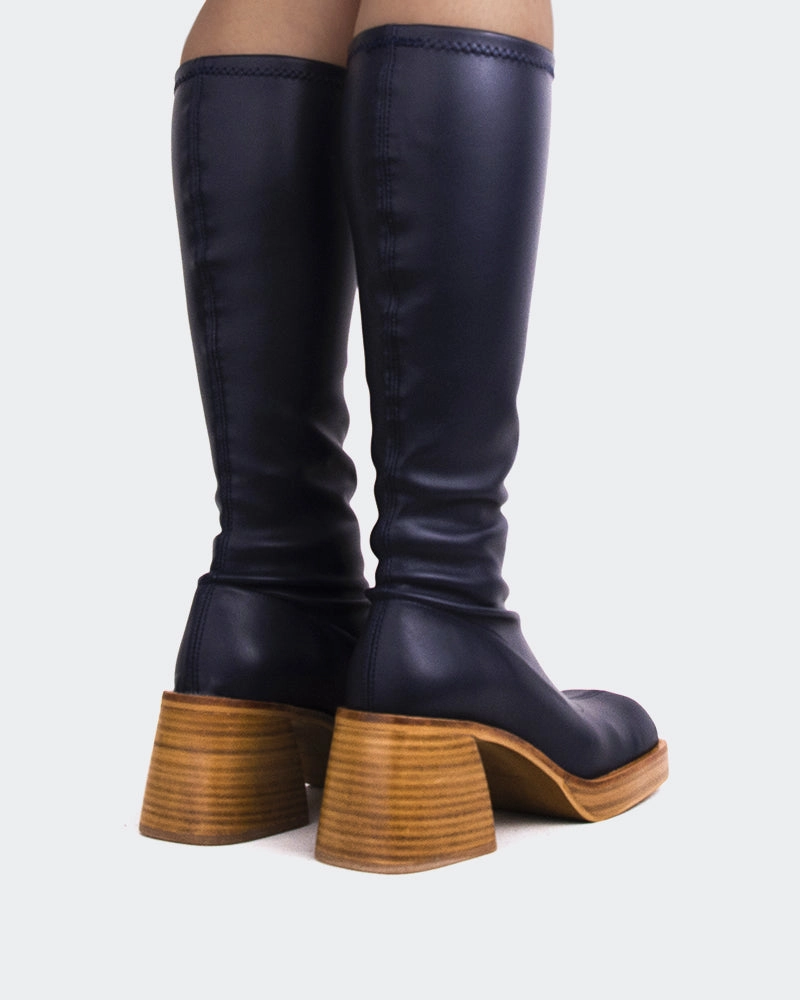 Waxed Leather Chelsea Boots Bourne Navy Stretch