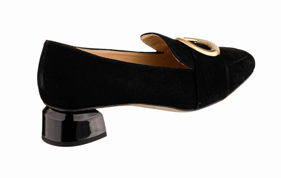 Br Poshmoc Black Flat Buckle Shoes