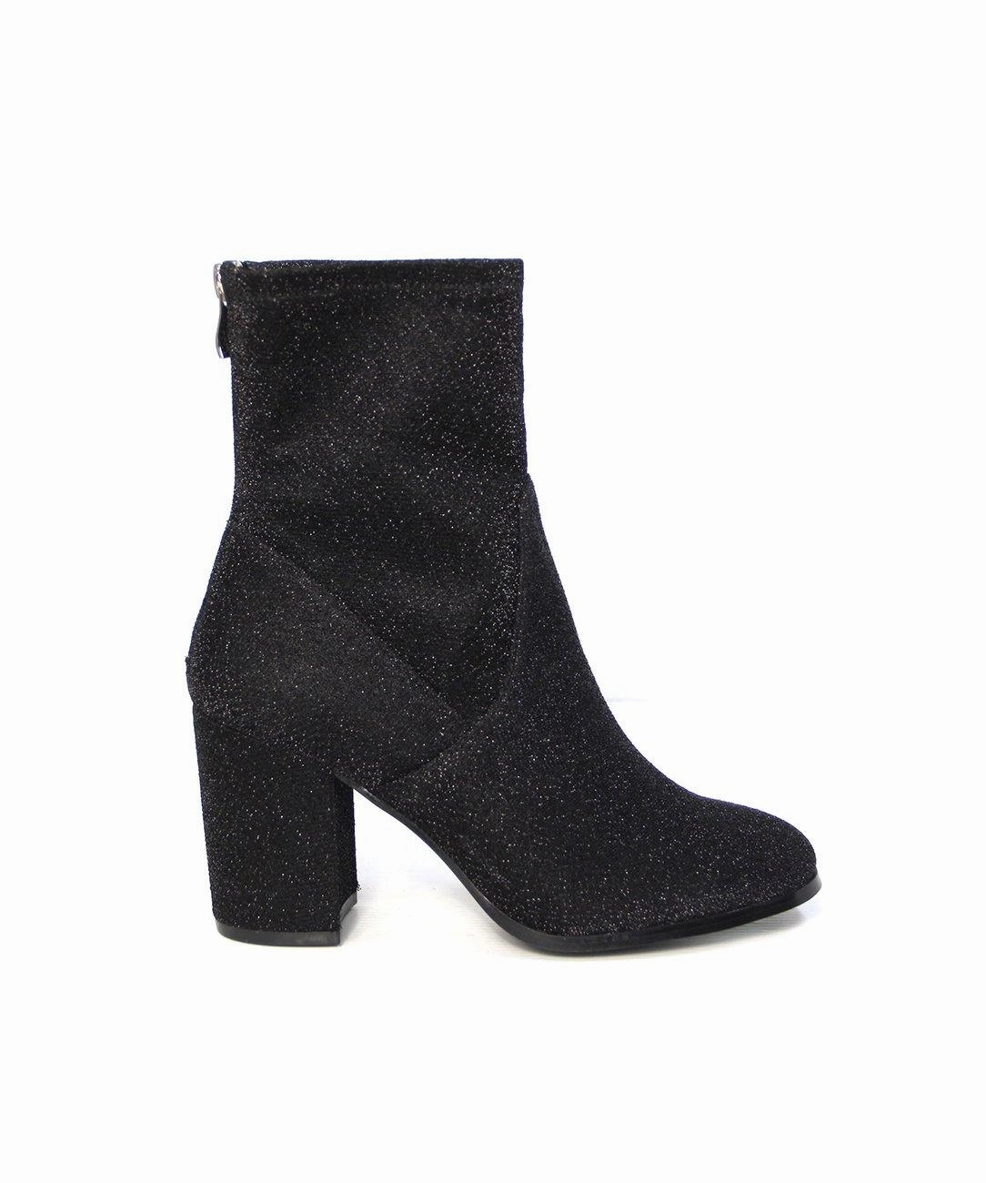 Lace Up Leather Ankle Boots Hoxton Black Sparkle *FINAL SALE*