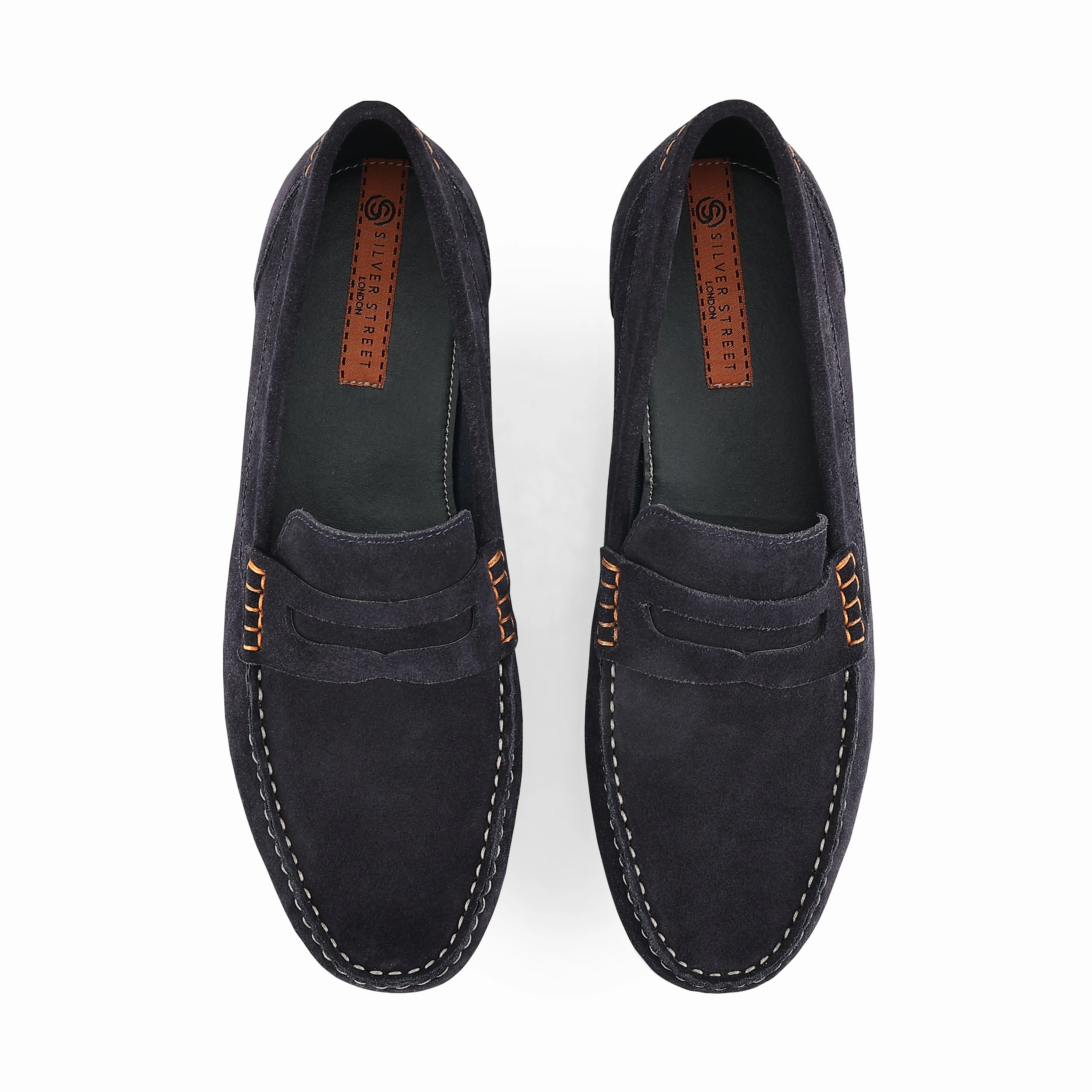 Stanhope Suede Leather Penny Loafers - Navy Johnston & Murphy Loafers