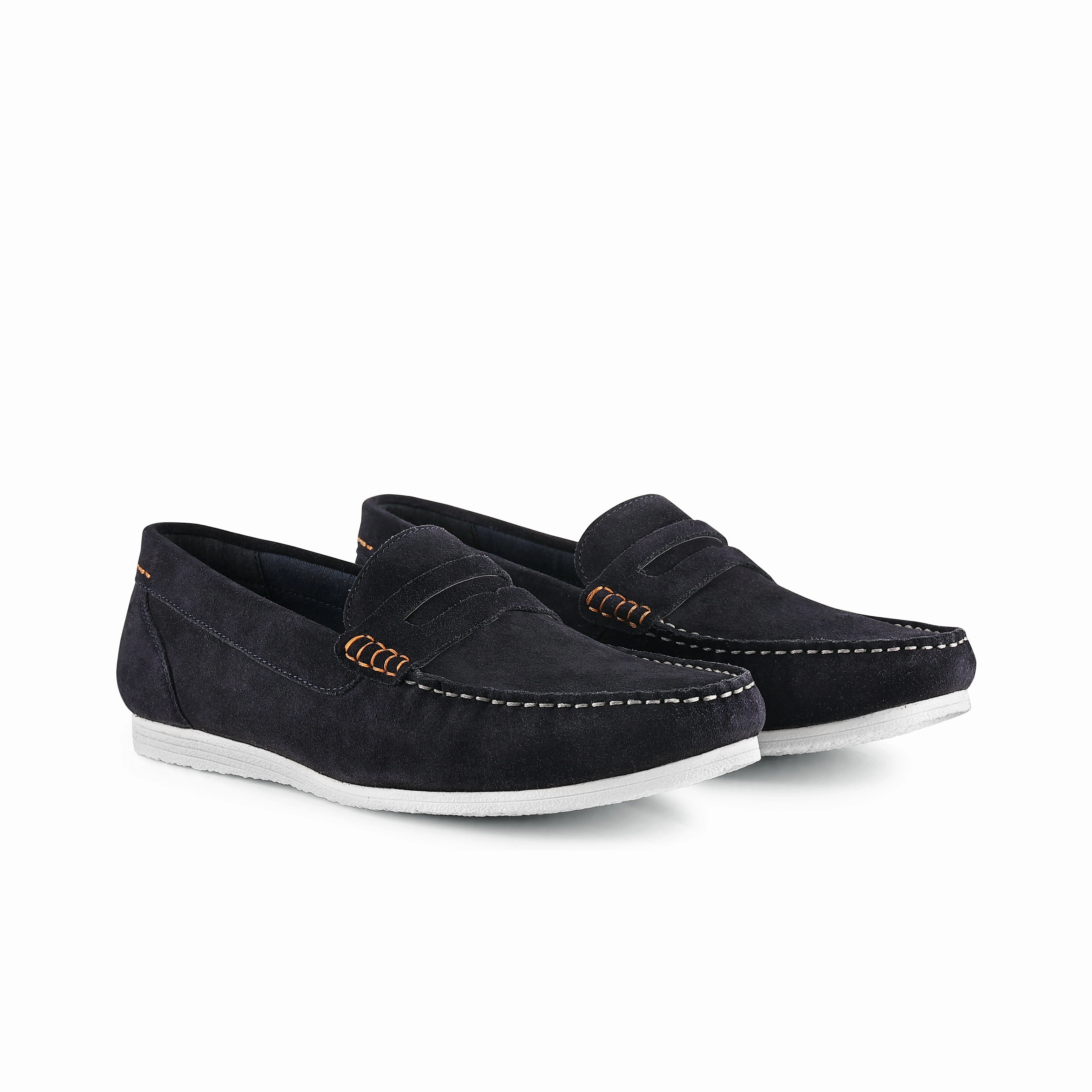 Wearing Loafers With A Suit Stanhope Suede Leather Penny Loafers - Navy