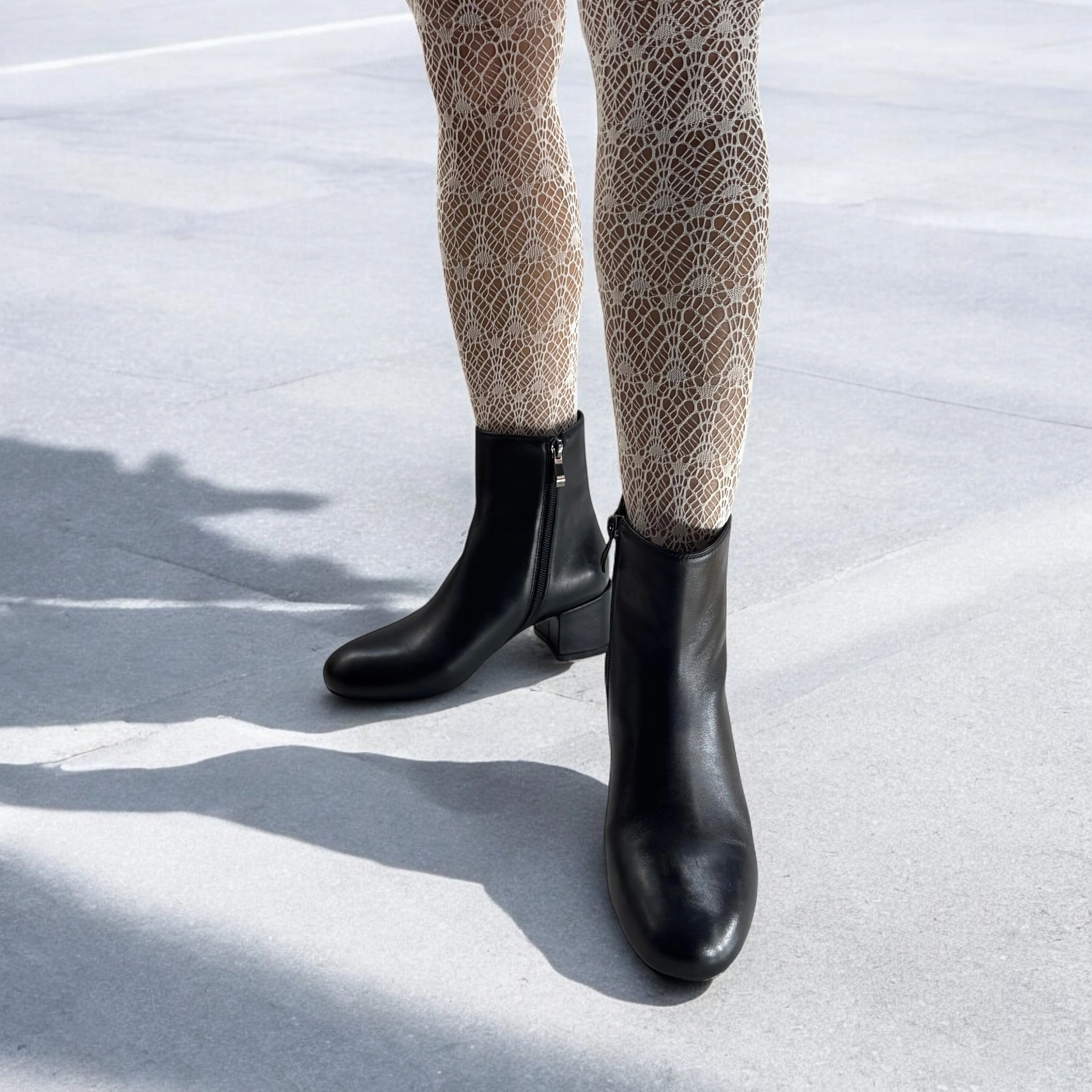 *AMATA - classic black ankle boots Calf Leather Ankle Boots