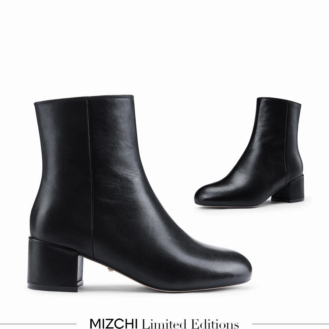 *AMATA - classic black ankle boots Flat Fur Lined Ankle Boots