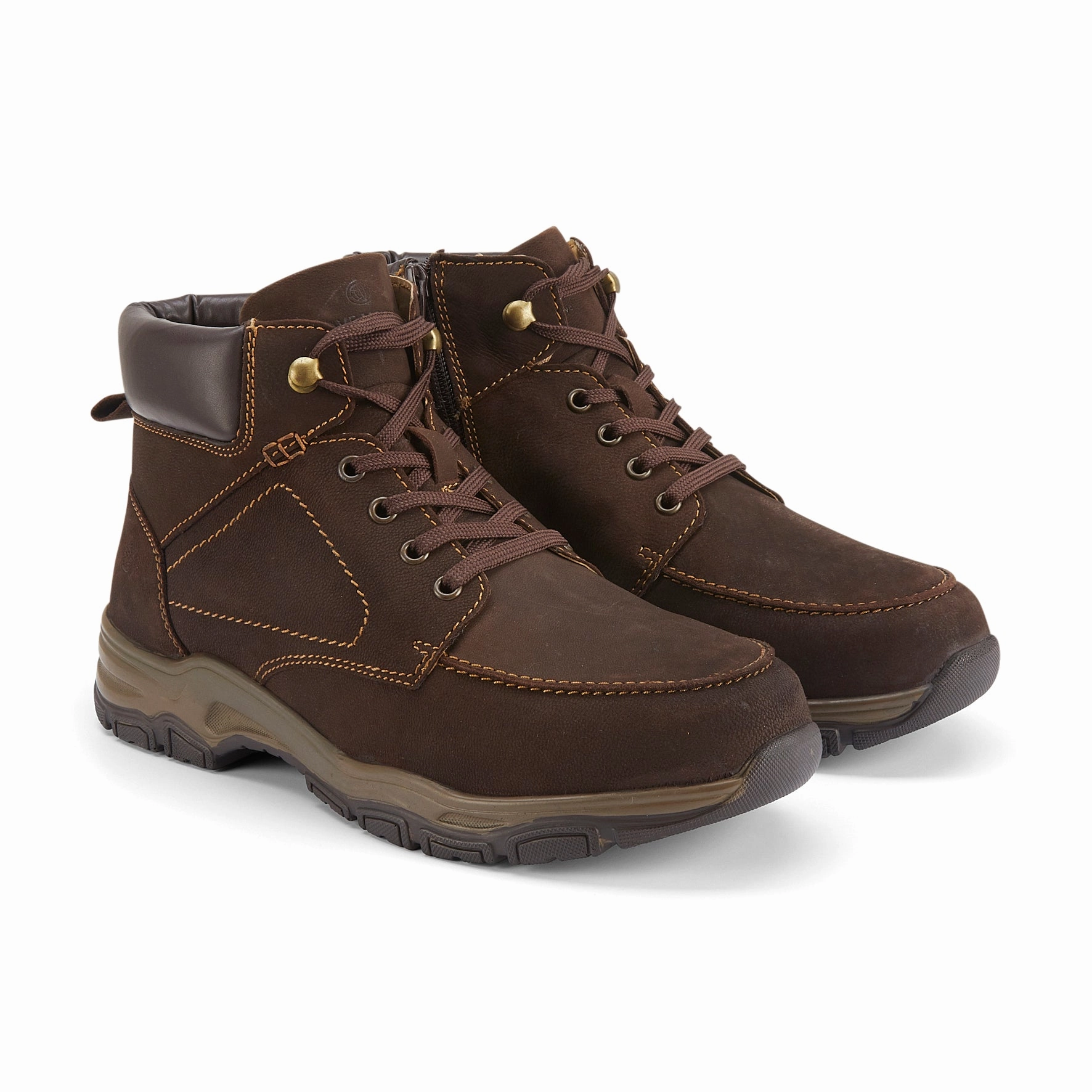 Leather Winter Boots Brentford Nubuck Leather Lace Up  Boots - Brown