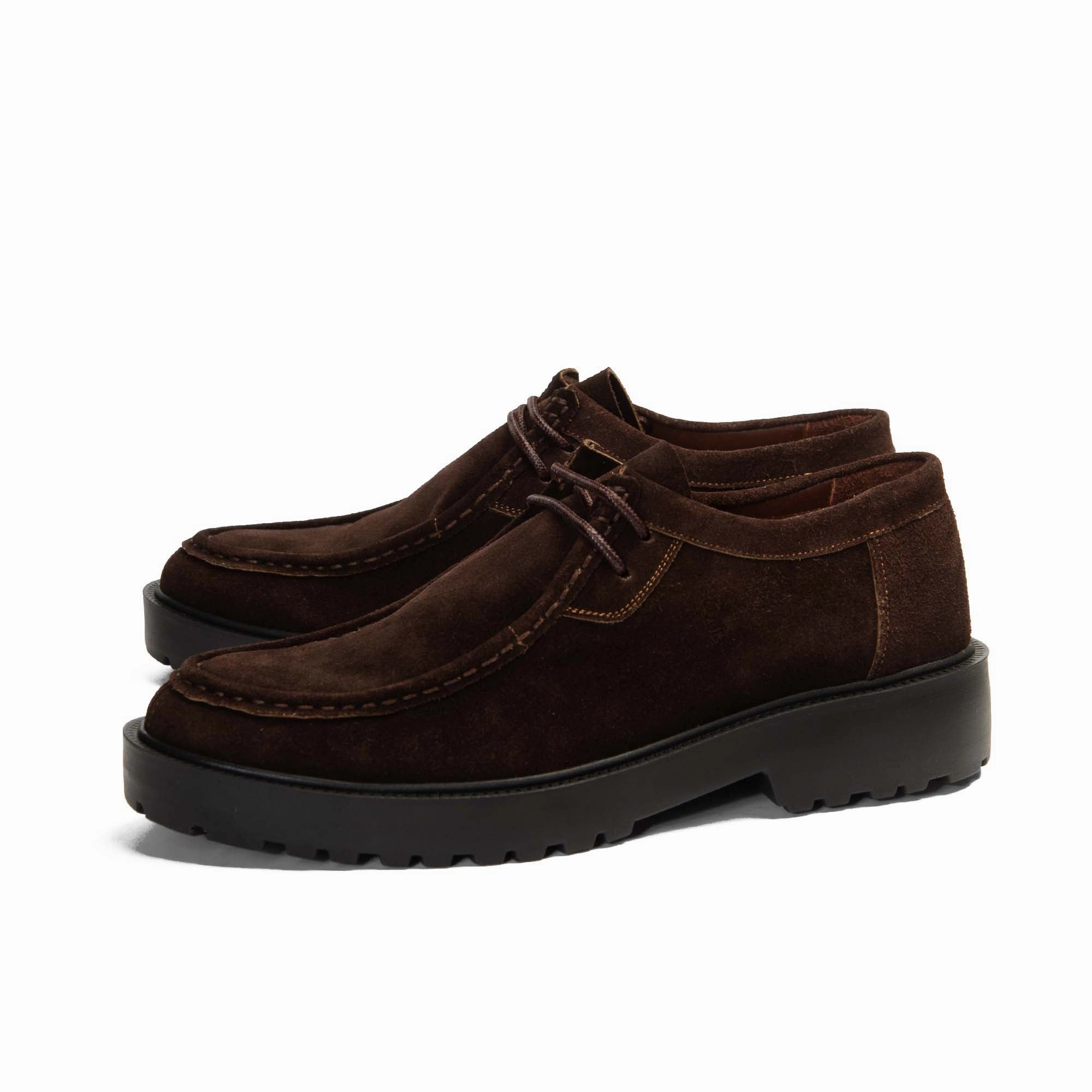 Lace Up Wedge Shoe Boots Brio Genuine Suede Shadow Walker -BROWN