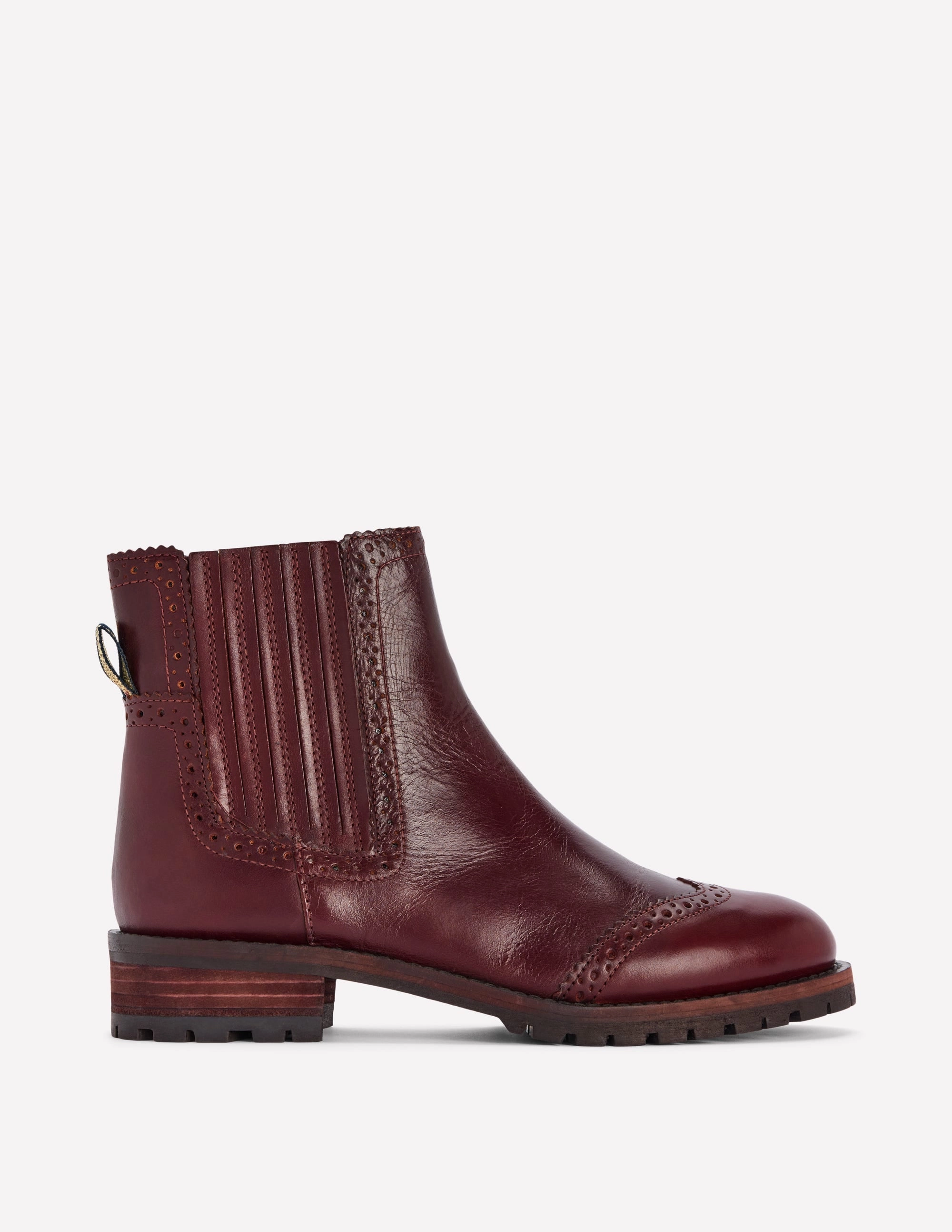 Chelsea Boots For Narrow Ankles Brogue Detail Chelsea Boots-Oxblood