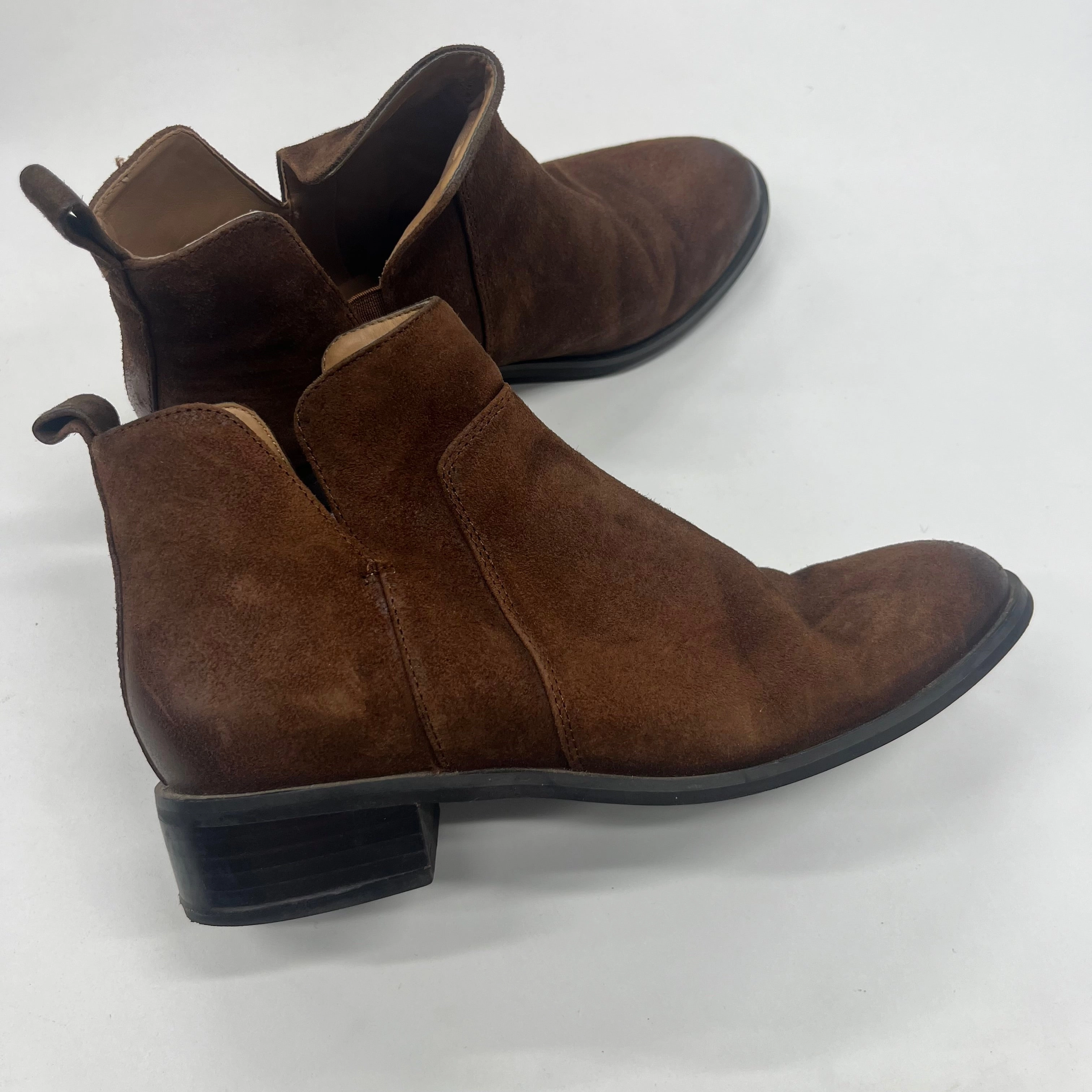 Brown Boots Ankle Heels Franco Sarto, Size 6.5 Leather Torhill Rise Ankle Boots