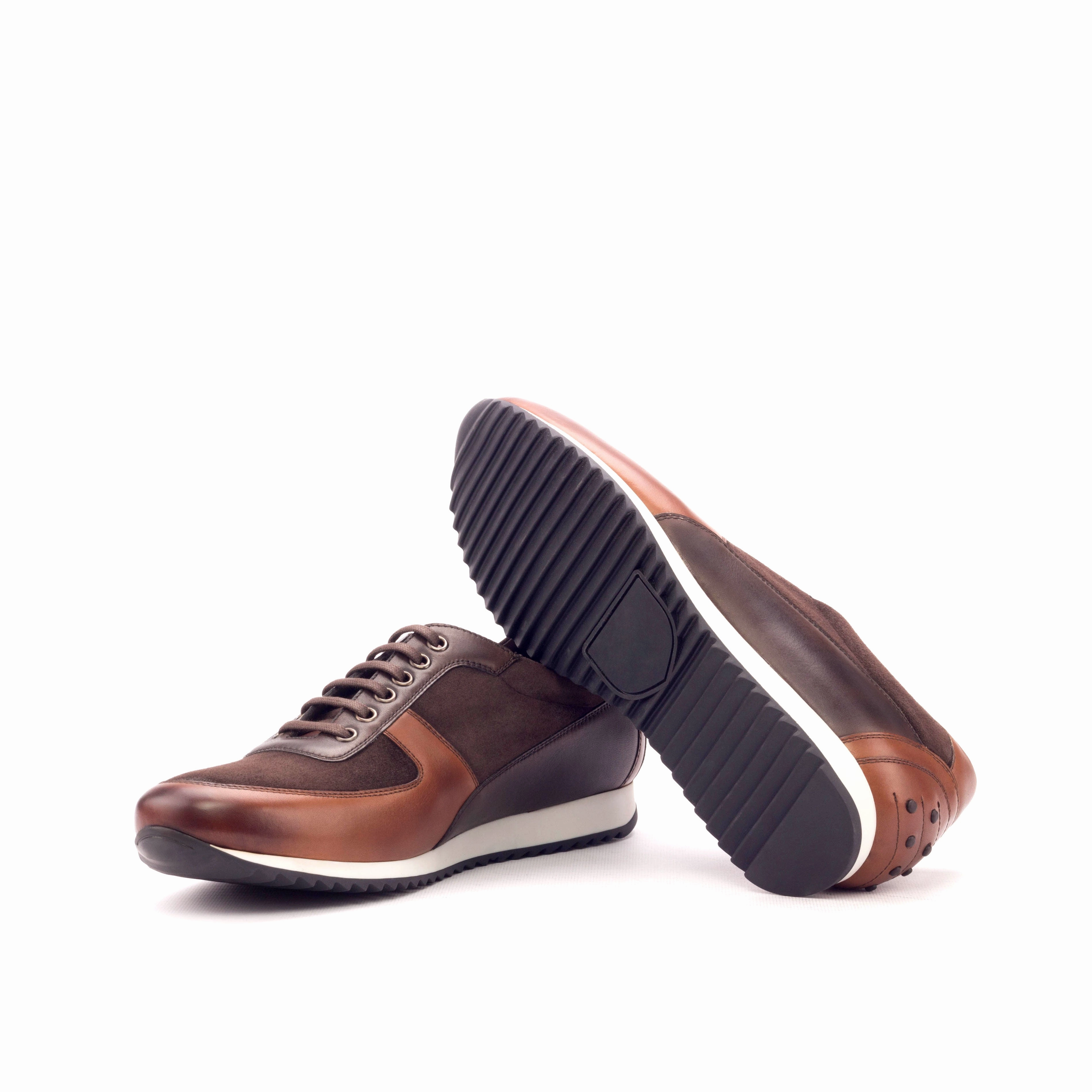 Brown Leather & Suede Trainer Sneakers Shoe Strings For Sneakers