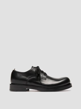 Lace Up Vs Slip On Shoes BULLA 001 - Black Leather Derby Shoes