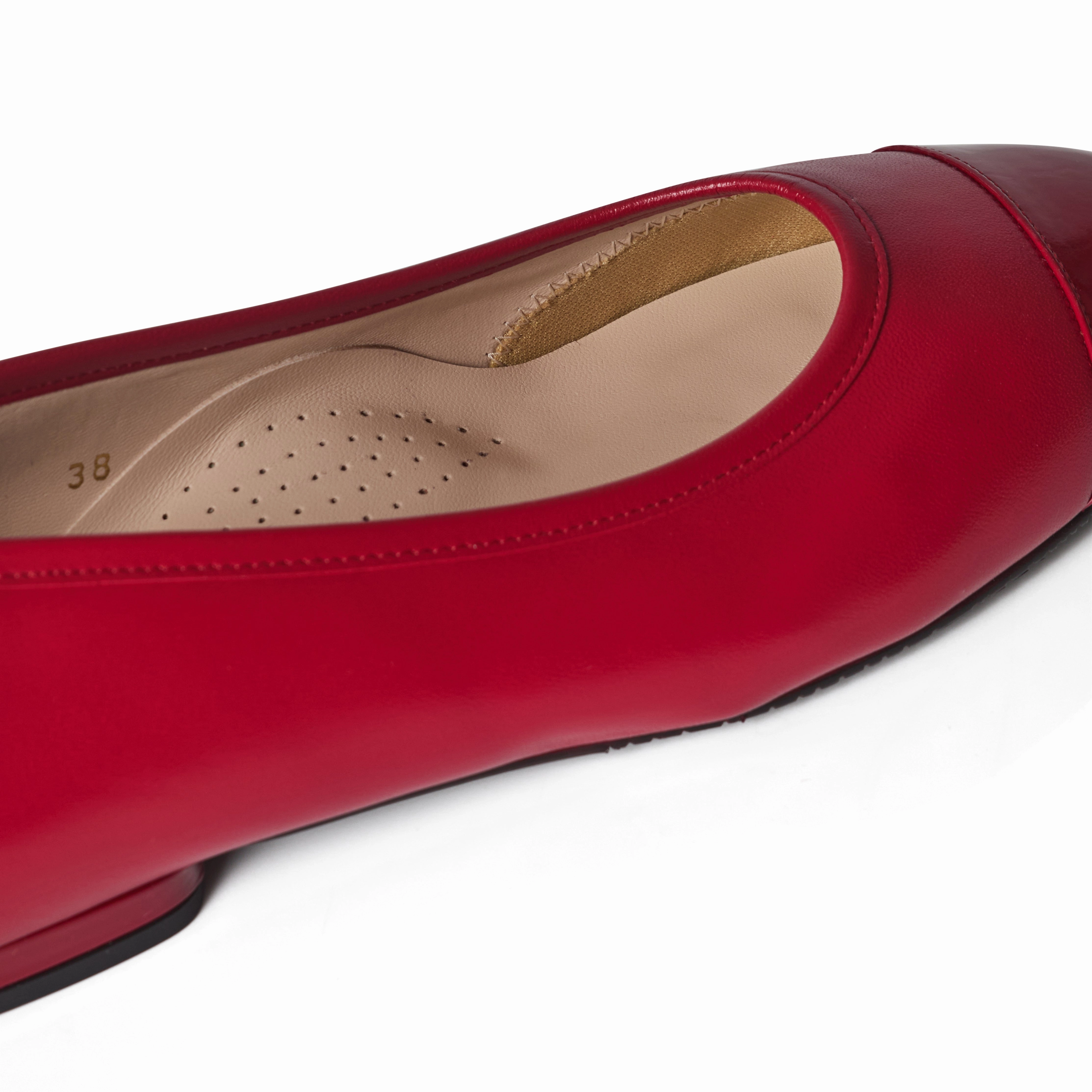 Flat Shoes Made From Recycled Plastic Capella Extra-Wide Fit Flats - Red Leather