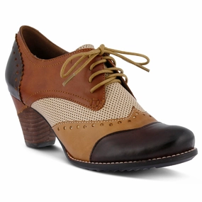 Spring Step Women's L`Artiste Bardot - Brown Derby Shoes Dupe