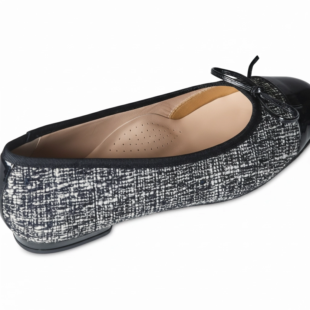 Indian Beaded Flat Shoes Corrine Extra-Wide Fit Flats - Navy Tweed