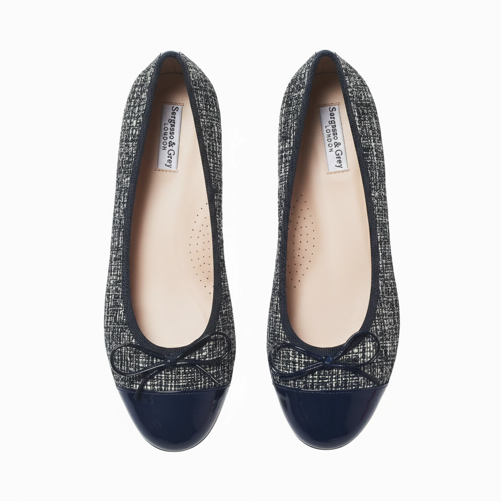 Corrine Extra-Wide Fit Flats - Navy Tweed Best Indoor Soccer Shoes For Feet