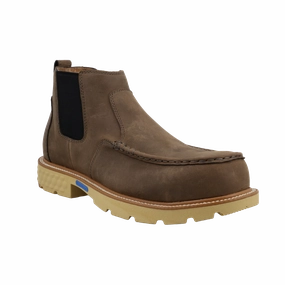 Rometty Leather Chunky Heeled Chelsea Boots Twisted X Men's 4" Shitake Chelsea Nano Safety Toe Work Boot MXCN003