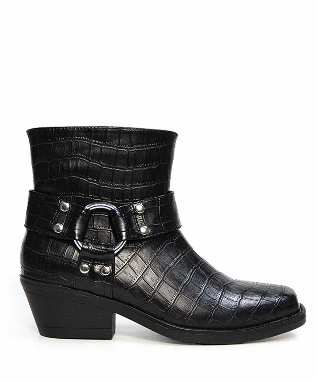 Velez Black Croc *FINAL SALE* Faux Croc Ankle Boots